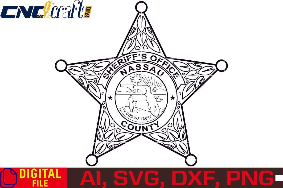 Nassau County Sheriff Office vector file for Laser Engraving, Woodworking, CNC Router, vinyl, plasma, Xcarve, Vcarve, Cricut, Ezecad etc.