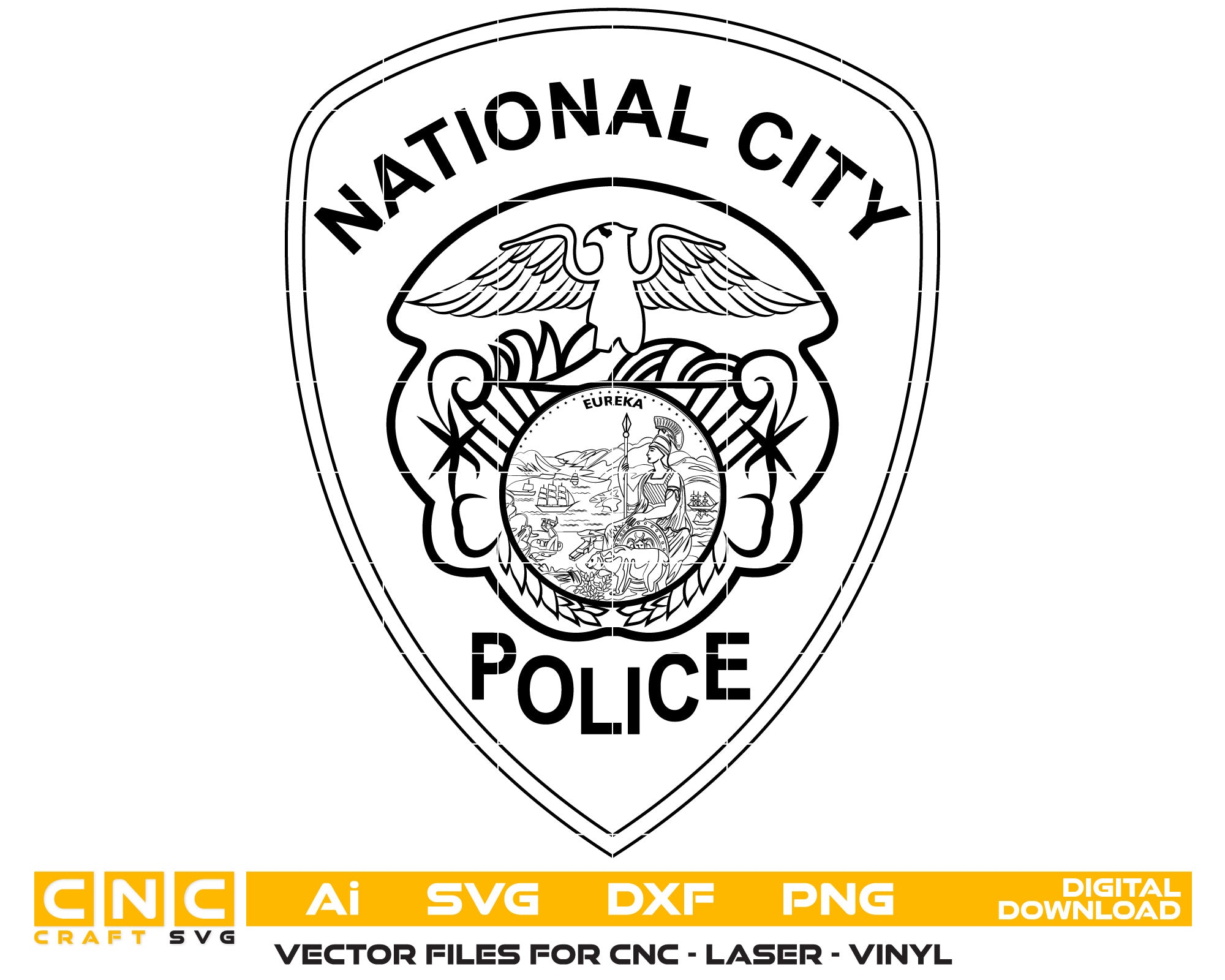 National City Police Logo Vector Art, Ai,SVG, DXF, PNG, Digital Files