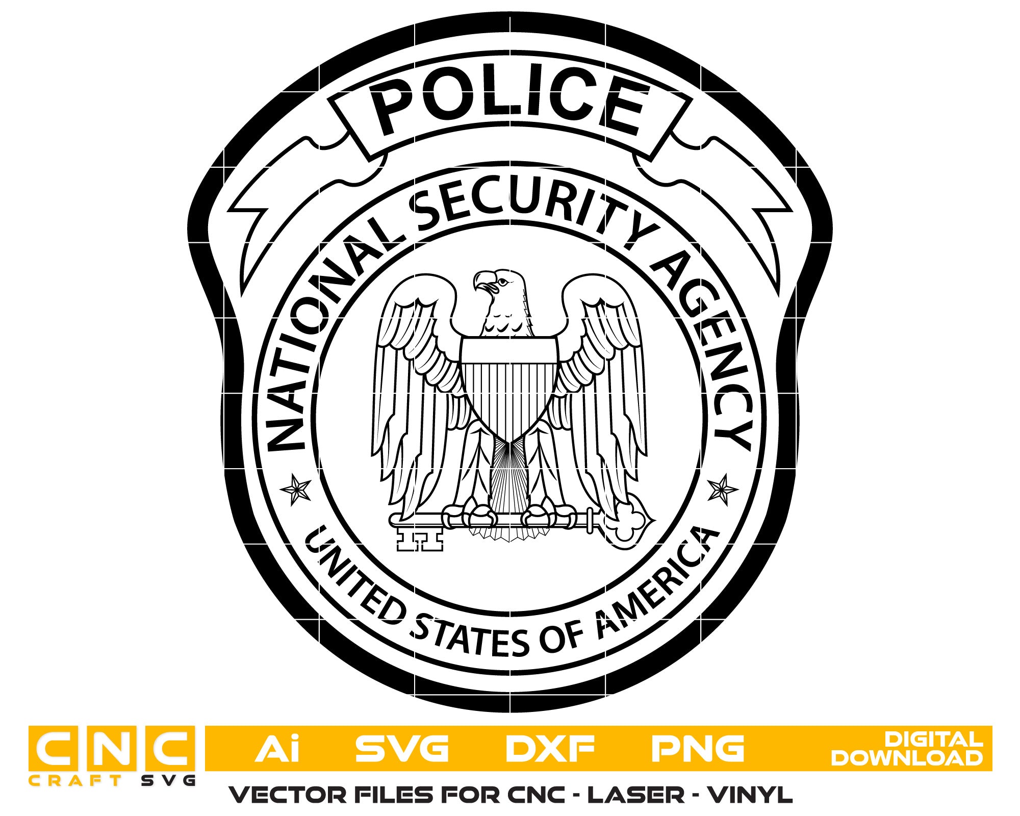 National Security Agency Police Badge SVG | Digital Vector for CNC, Laser, Vinyl & Print