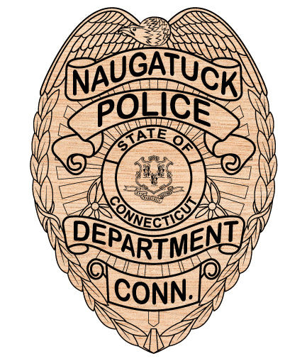 Naugatuck Police Department Badge SVG digital download, Connecticut police emblem vector design for Cricut, Silhouette, CNC, engraving, and law enforcement crafts.