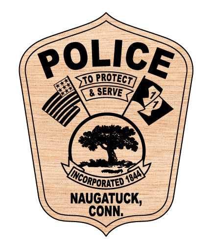 Naugatuck Police Department Patch SVG digital download, Connecticut police shoulder patch vector design for Cricut, Silhouette, vinyl cutting, engraving, and law enforcement crafts.