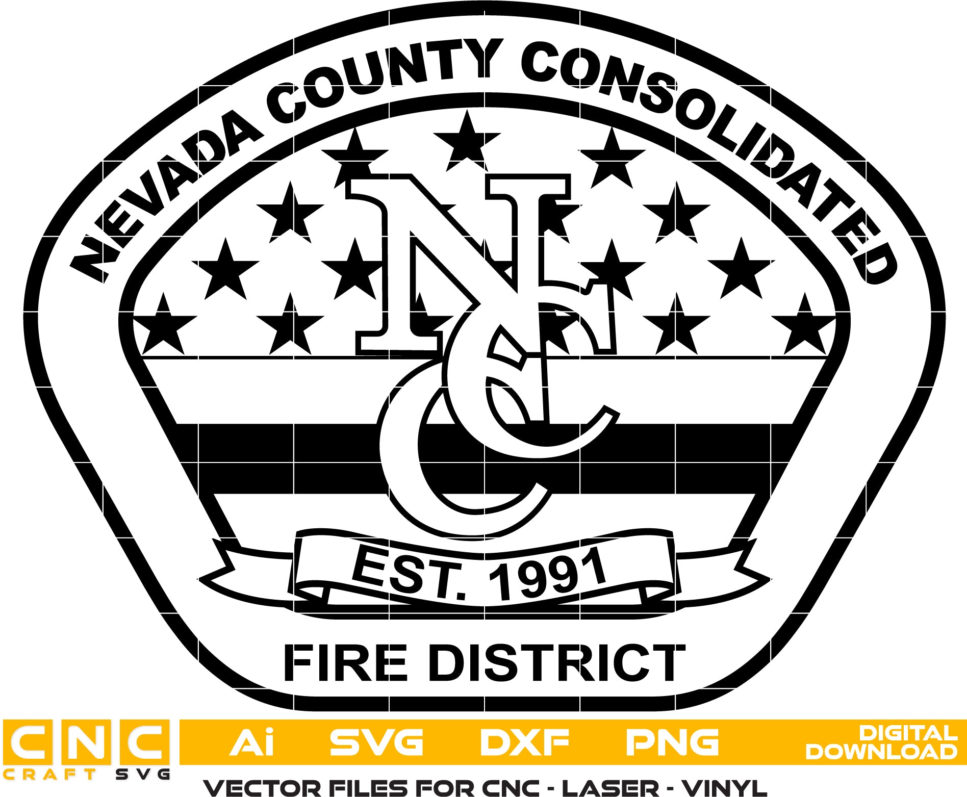 Nevada County Consolidated Fire Dept Badge Vector art Digital file