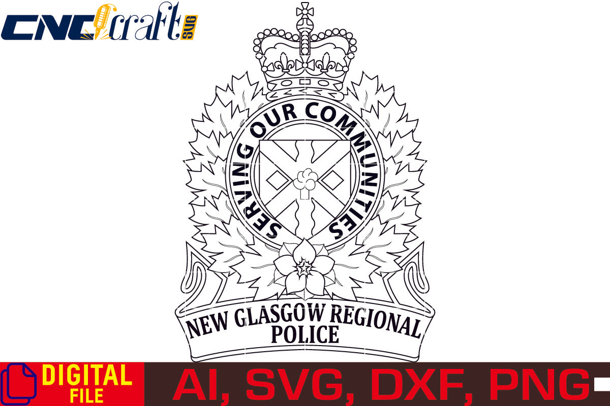 New Glasgow Regional Police Logo vector file for Laser Engraving, Woodworking, CNC Router, vinyl, plasma, Xcarve, Vcarve, Cricut, Ezecad etc.