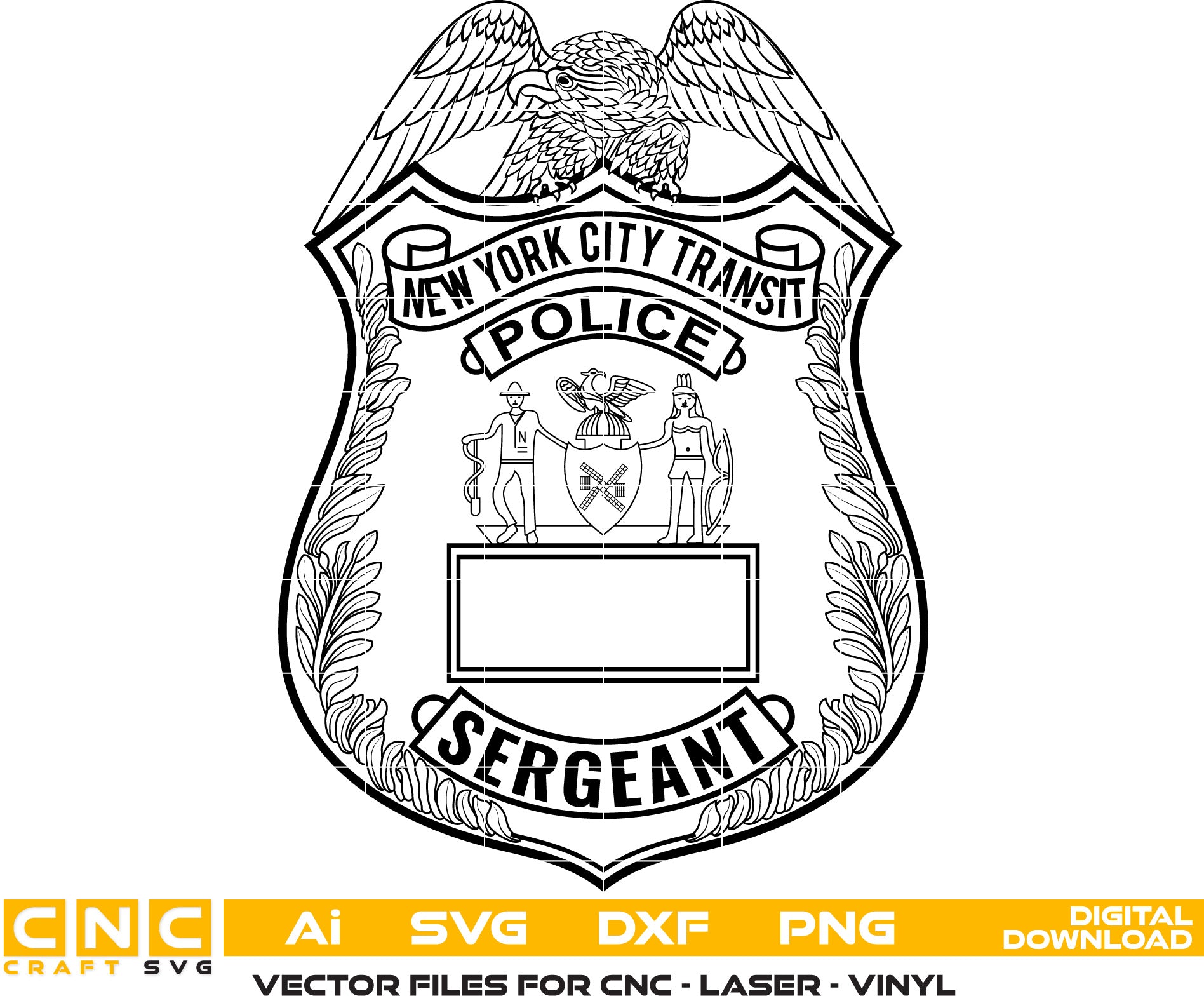 New York City Transit Police Sergeant Badge, Police Badge Vector Art