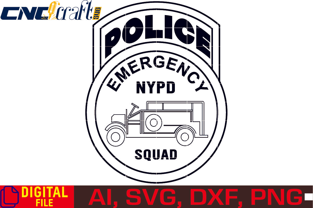 New York Emergency Squad Police logo vector file for Laser Engraving, Woodworking, CNC Router, vinyl, plasma, Xcarve, Vcarve, Cricut, Ezecad etc.
