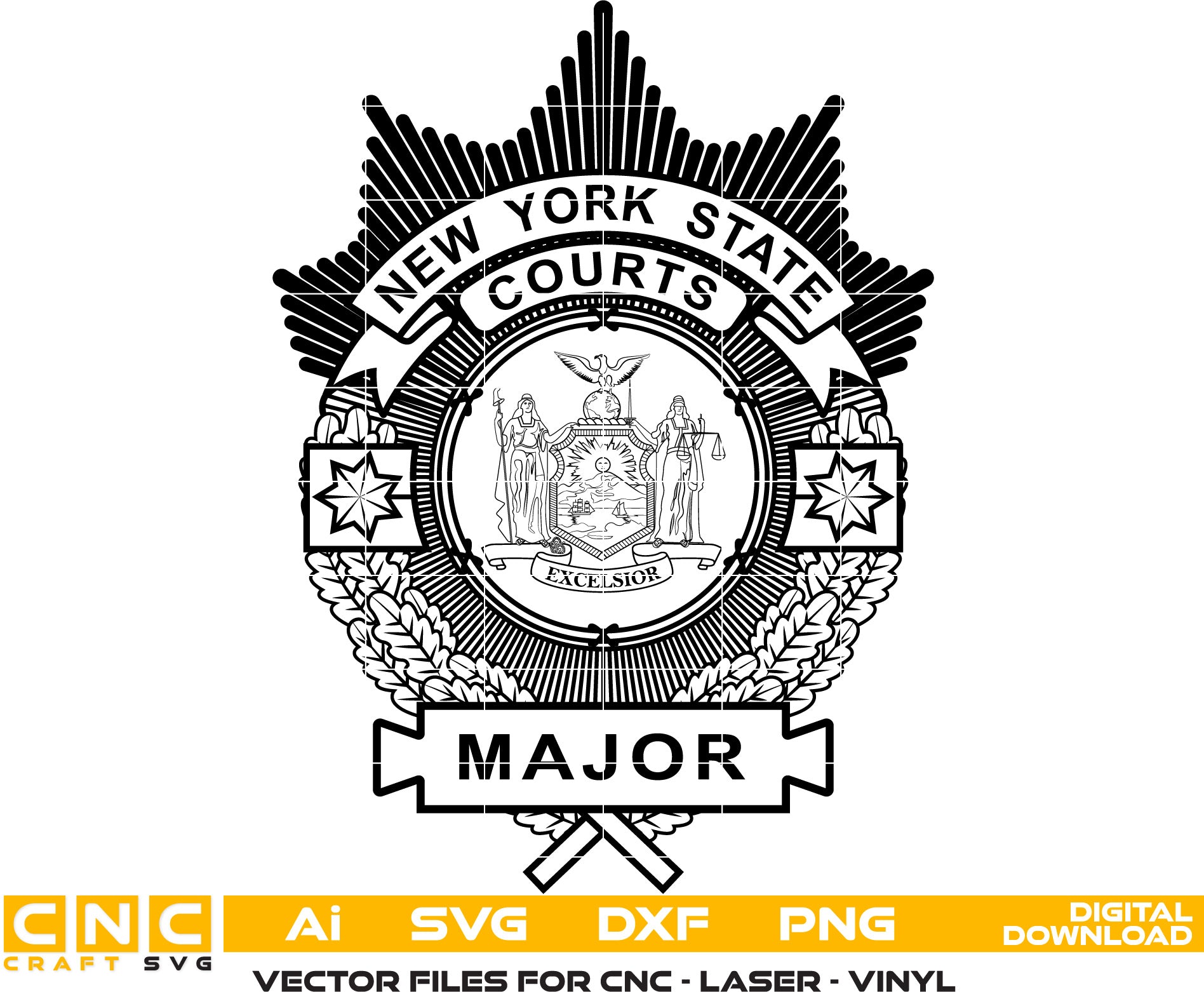 State Courts Icon New York State Courts Major Badge Vector art Svg, Dxf, Jpg, Png and Ai