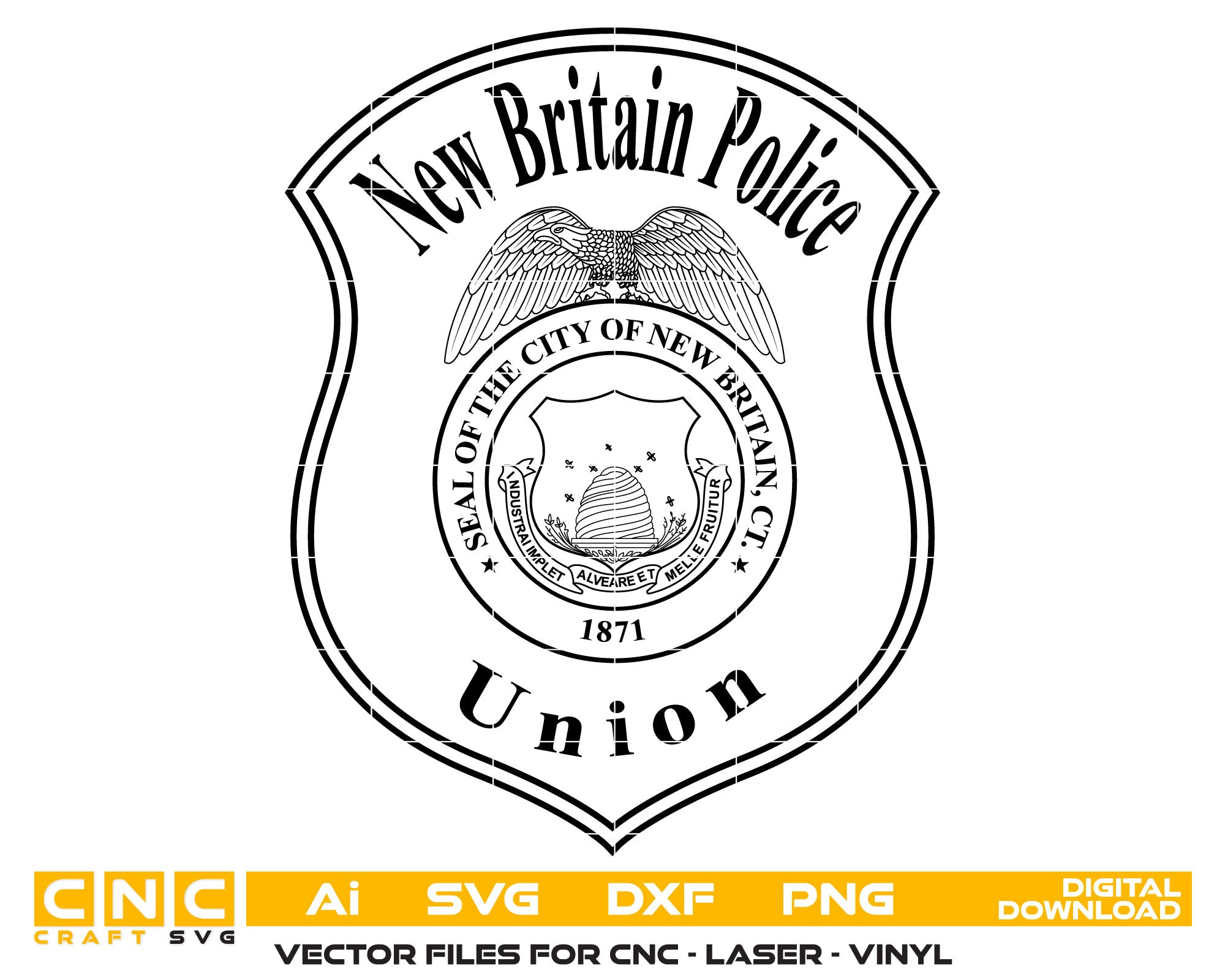 New Britain Police Patch SVG, Connecticut Police Patch Vector, New Britain Police Emblem, Police Patch SVG, Law Enforcement Patch Vector File