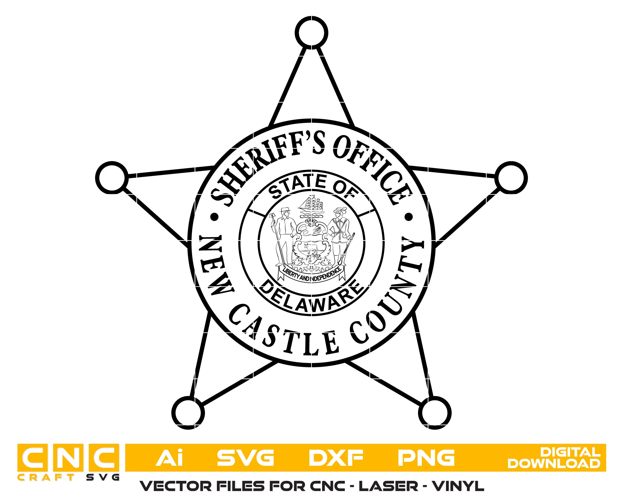 New Castle County Sheriff’s Office Badge SVG Representing Delaware Law Enforcement
Delaware Sheriff Badge Vector For CNC And Laser Engraving
New Castle County Sheriff Emblem Design In Scalable Vector Format
Sheriff Badge SVG Inspired By Delaware Law Enforcement
Delaware Sheriff’s Office Emblem For Decals Plaques And Collectibles
