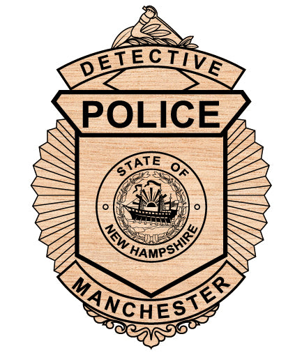 New Hampshire Police Detective Badge SVG digital download, state law enforcement emblem vector design for Cricut, Silhouette, CNC, and police craft projects.