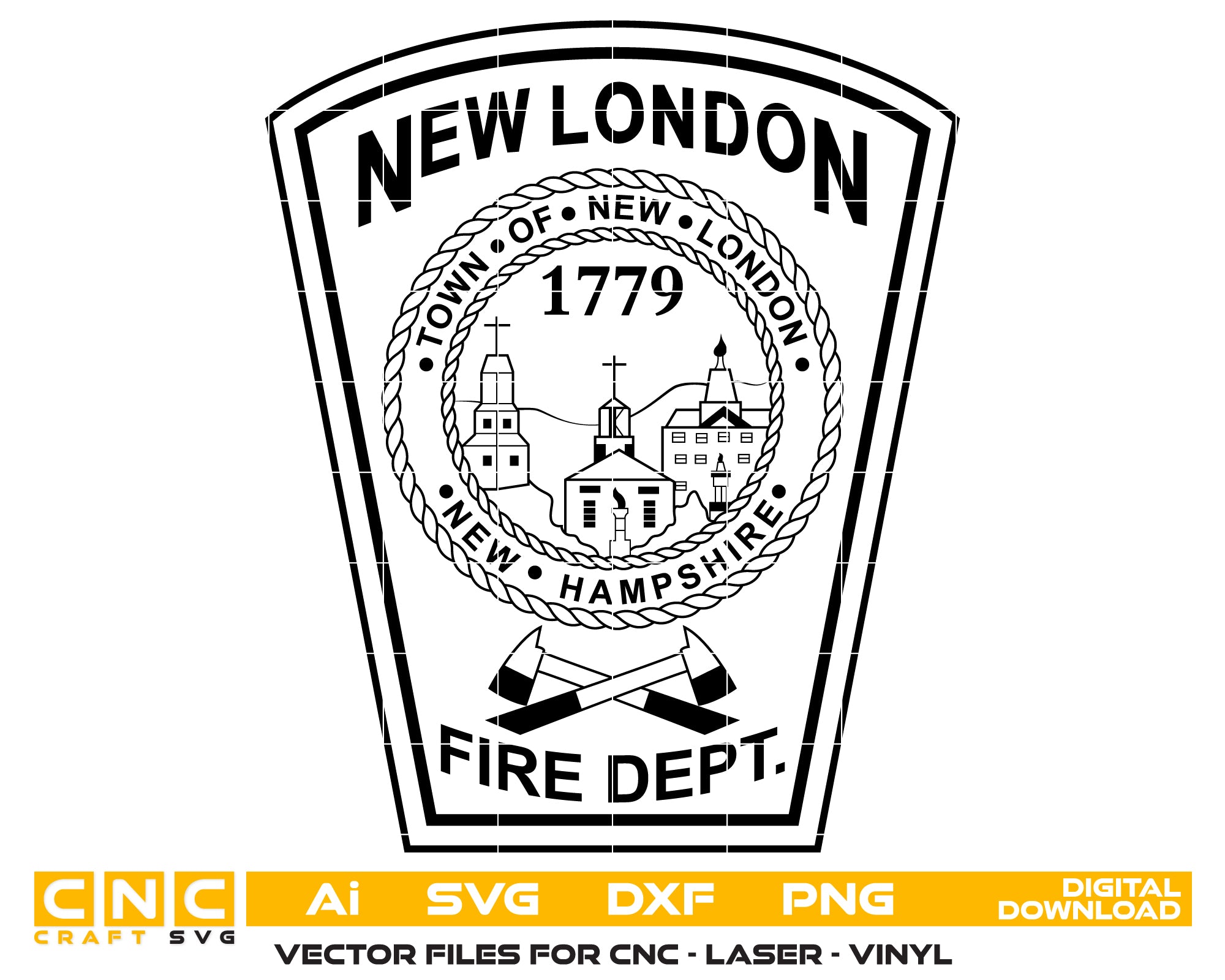New London Fire Department Patch SVG, Connecticut Fire Dept Patch Vector, New London CT Fire Patch Emblem, Firefighter Patch SVG, Fire Department Badge Vector File