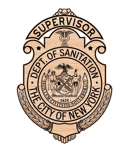 NYC Sanitation Supervisor Badge SVG, New York Sanitation Badge Vector, DSNY Supervisor Emblem SVG, Sanitation Department Badge NYC, Municipal Supervisor Badge Vector