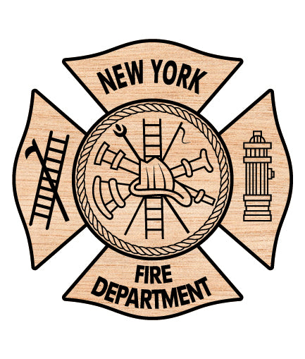 New York Fire Department Badge SVG digital download, NYC firefighter emblem vector design for Cricut, Silhouette, CNC, and fire service crafts.