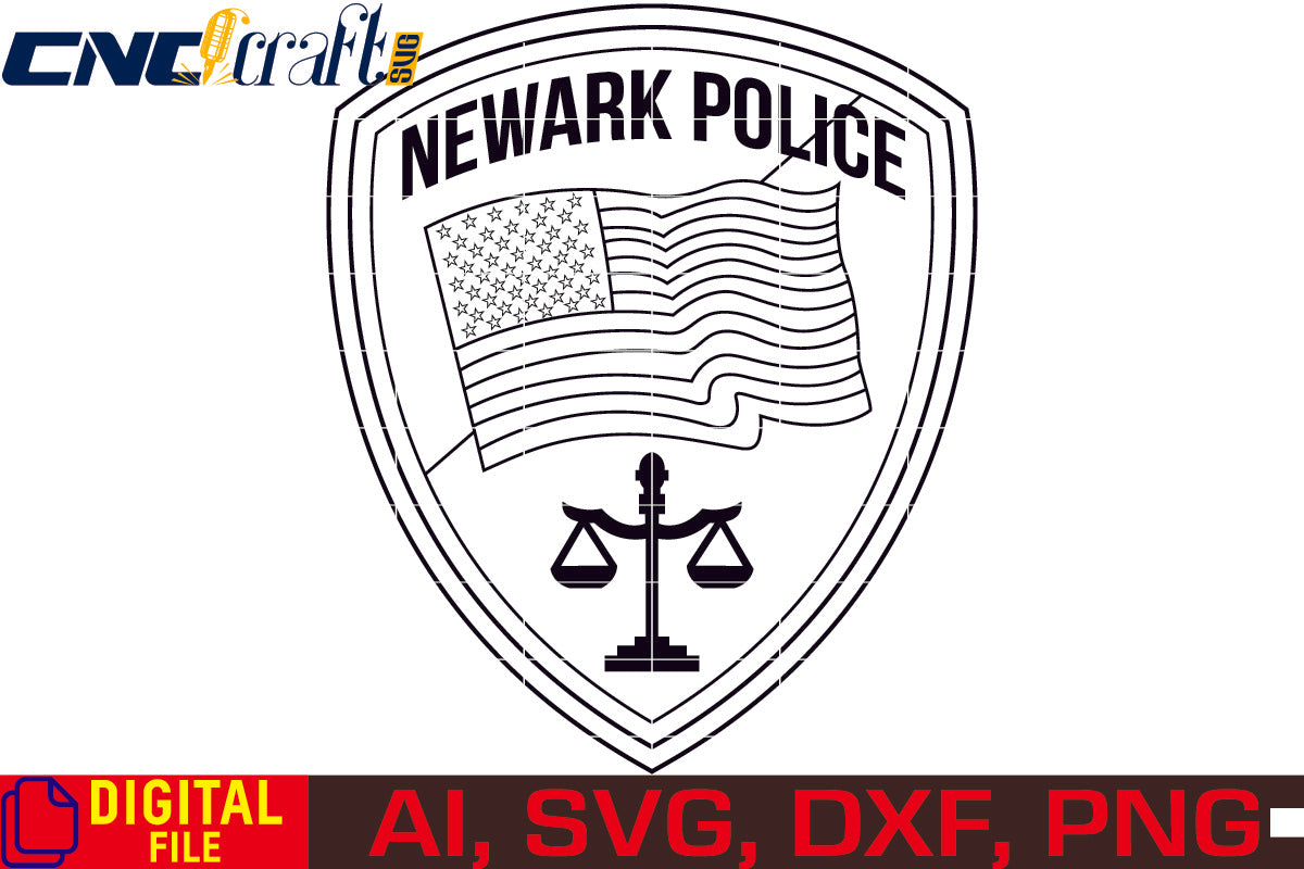 Newark Police vector file for Laser Engraving, Woodworking, CNC Router, vinyl, plasma, Xcarve, Vcarve, Cricut, Ezecad etc.