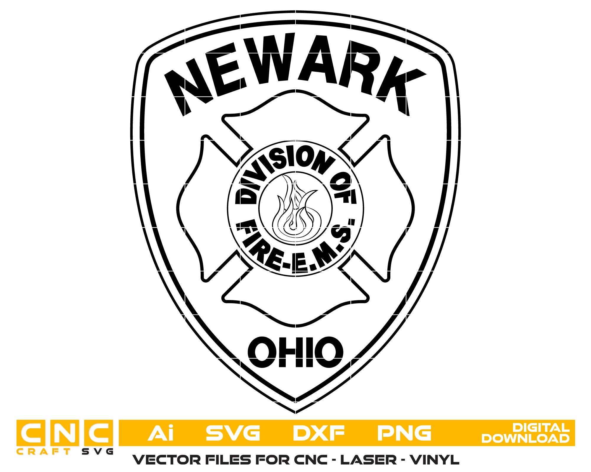 Newark Fire Division Patch SVG Representing Ohio Firefighter Heritage
Ohio Fire Division Patch Vector For CNC And Laser Engraving
Newark Fire Emblem Design In Scalable Vector Format
Fire Division Patch SVG Inspired By Newark Ohio Firefighters
Newark Fire Division Emblem For Decals Plaques And Collectibles