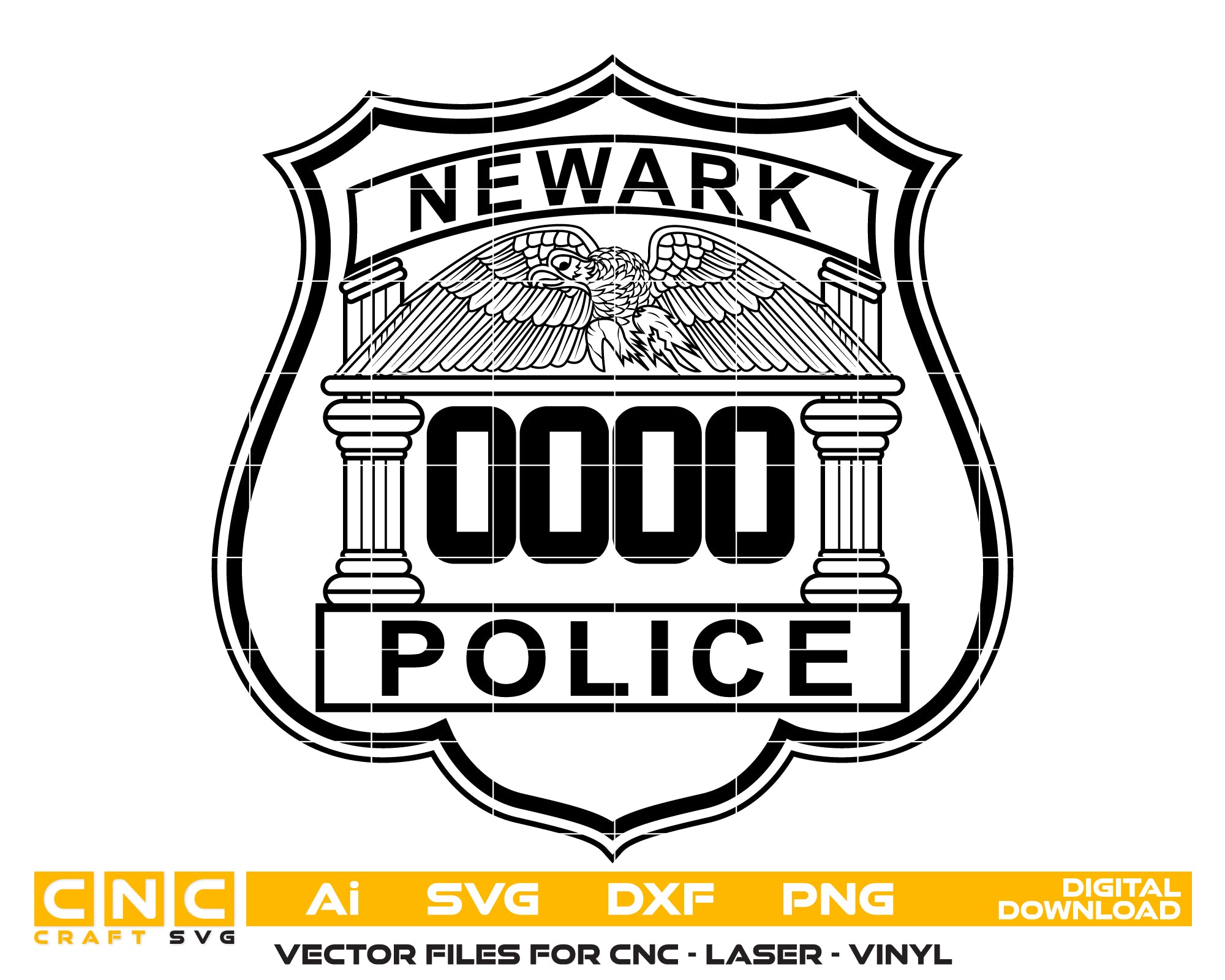Newark Police Badge SVG, New Jersey Police Badge Vector, Newark Police Department Badge, Law Enforcement Badge SVG, Police Officer Badge Vector