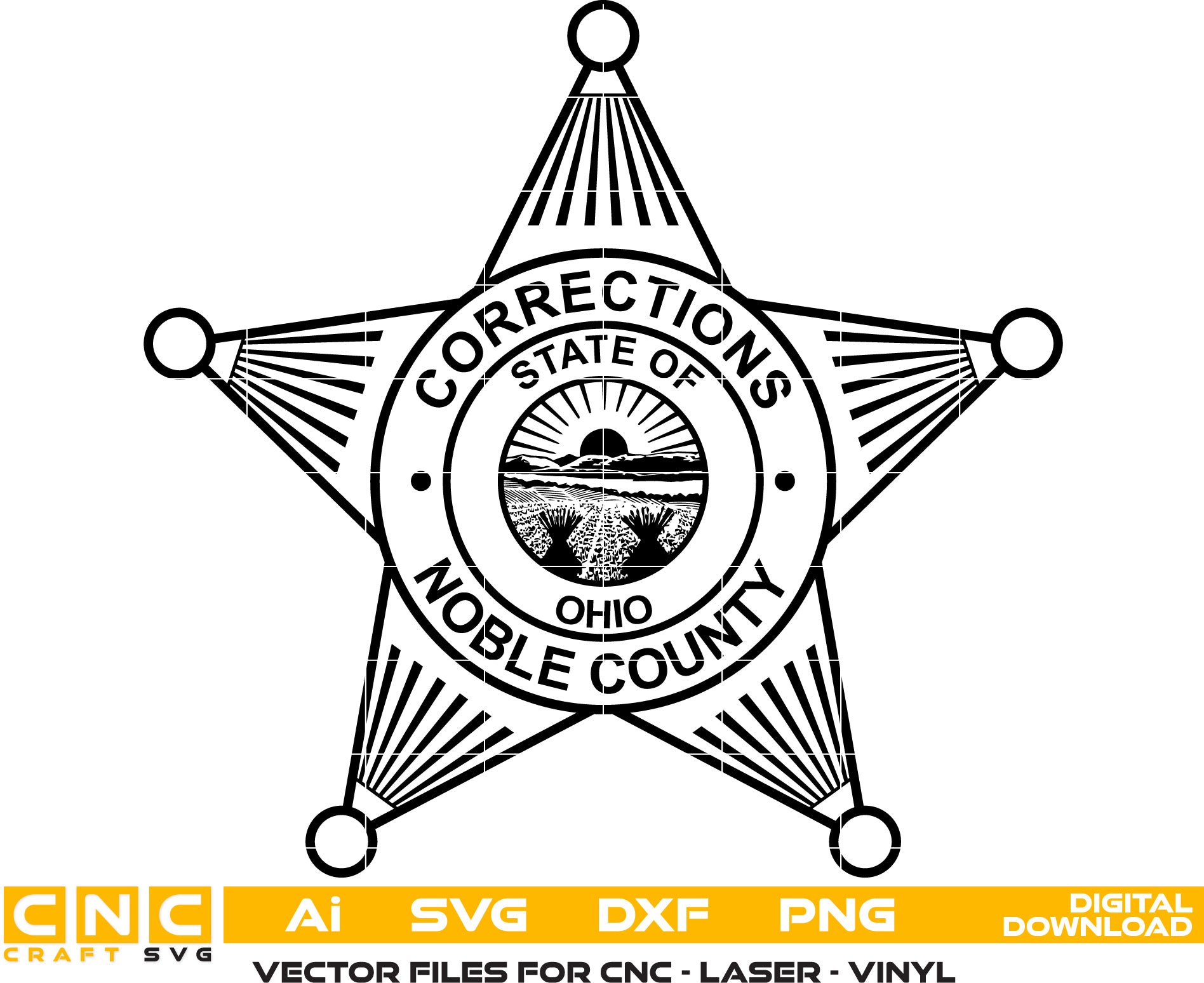 Noble County Ohio Sheriff Correction Badge, Noble County Ohio vector art, Noble County Badge