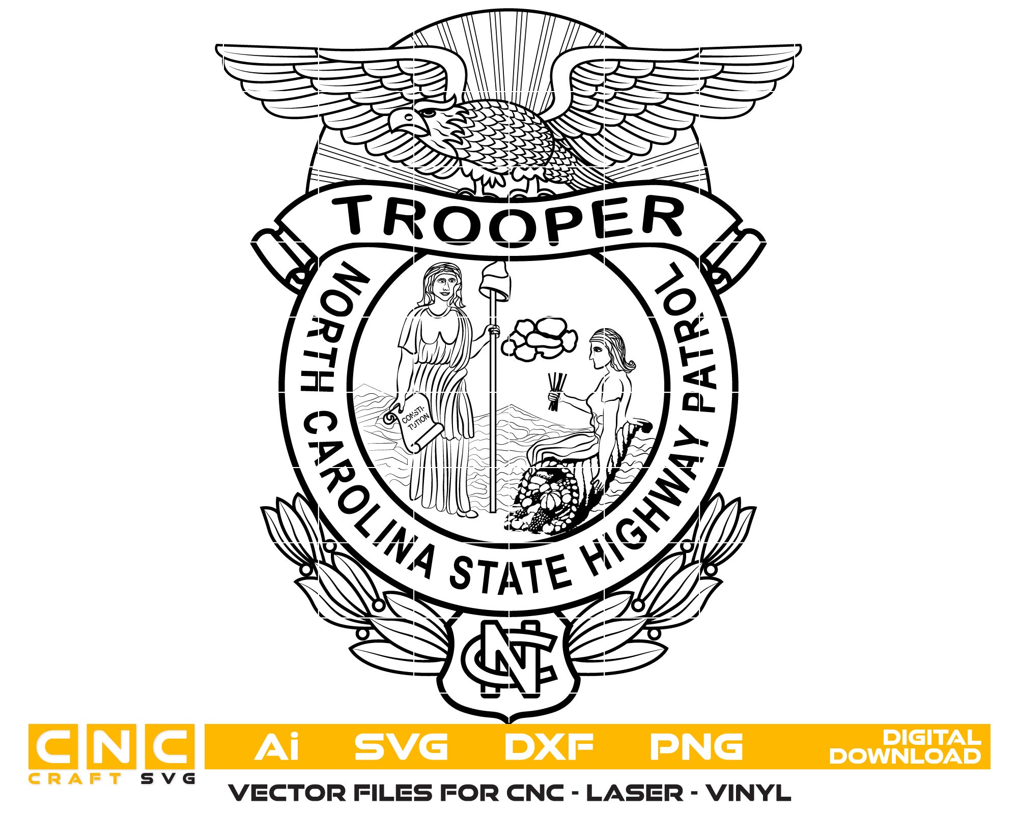 North Carolina State Highway Patrol Trooper Badge Vector Art, Ai,SVG,