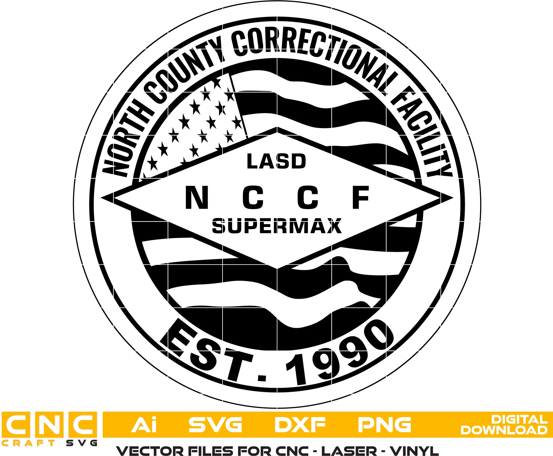 North County Correctional Facility Logo Vector art Svg, Dxf, Jpg, Png and Ai files For laser engraving, woodworking, acrylic painting, and all printing machines.