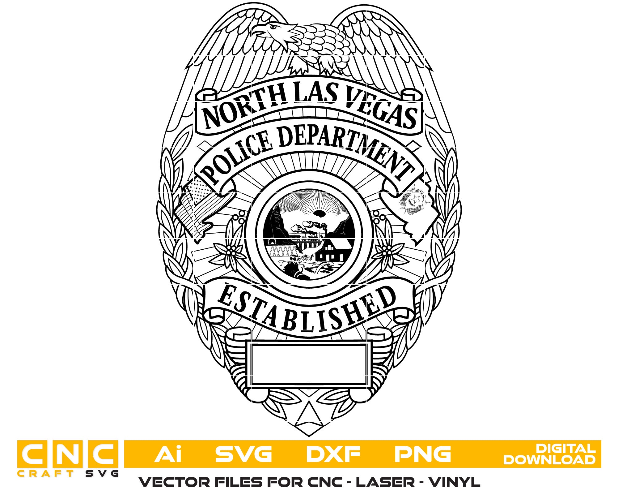 North Las Vegas Police Badge Vector Art, Ai,SVG, DXF, PNG, Digital Fil