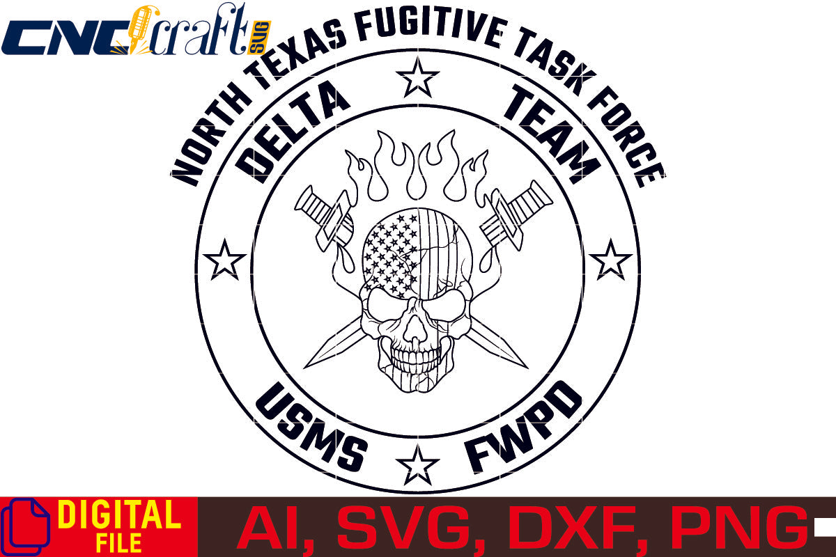 North Texas Fugitive Task Force Logo vector file for Laser Engraving,