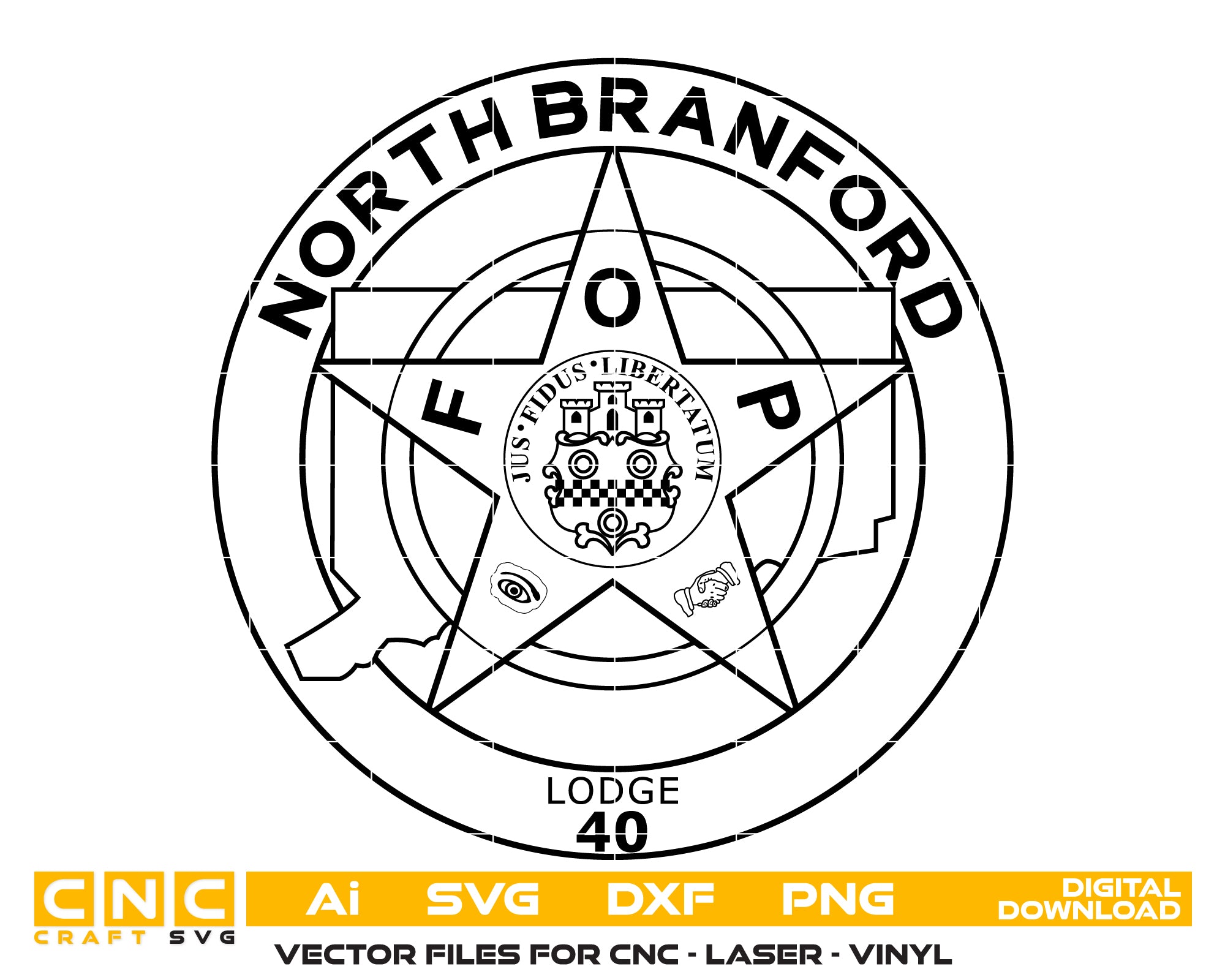 North Branford County Police Badge SVG, Police Badge Vector, North Branford Police Badge, Law Enforcement Badge SVG, Police Department Badge Vector