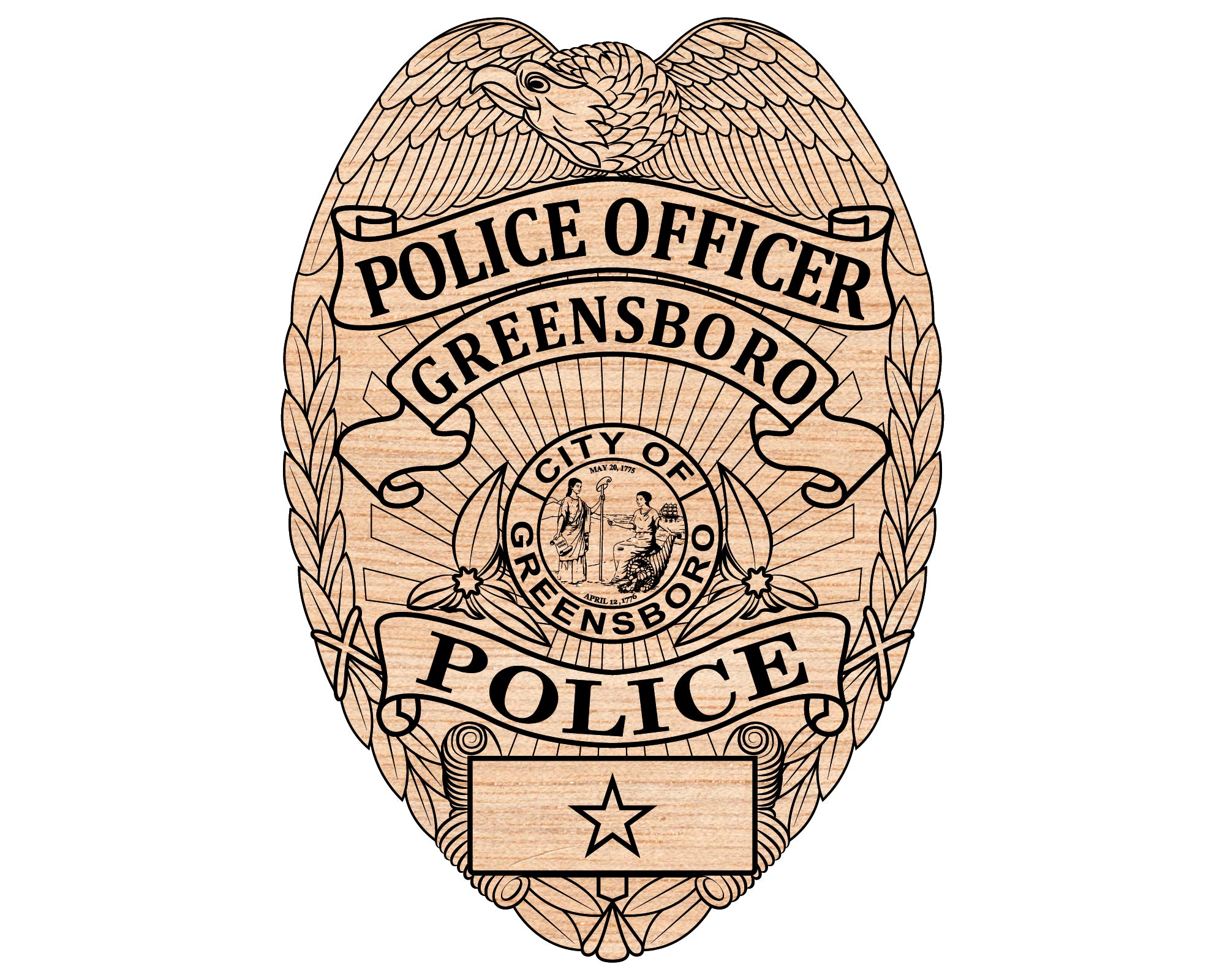 Greensboro Police Badge SVG, Greensboro Police Logo Vector, North Carolina Police Badge SVG, Law Enforcement Badge SVG, Police Emblem Vector, CNC Engraving Badge Design