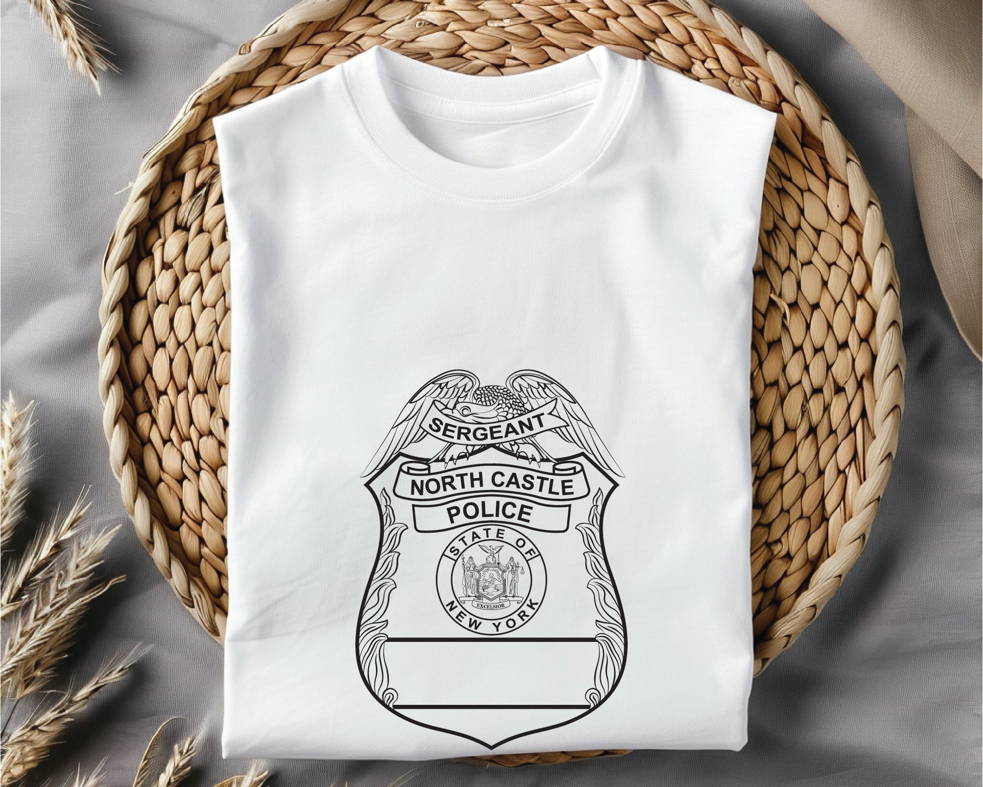 North Castle New York Police Sergeant Badge SVG featuring detailed law enforcement emblem design for engraving and digital use.