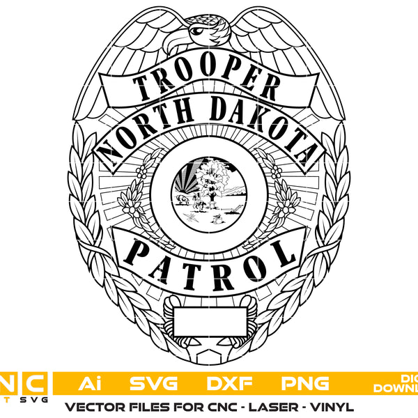 North Dakota Highway Patrol Badge SVG, State Trooper Badge Vector File