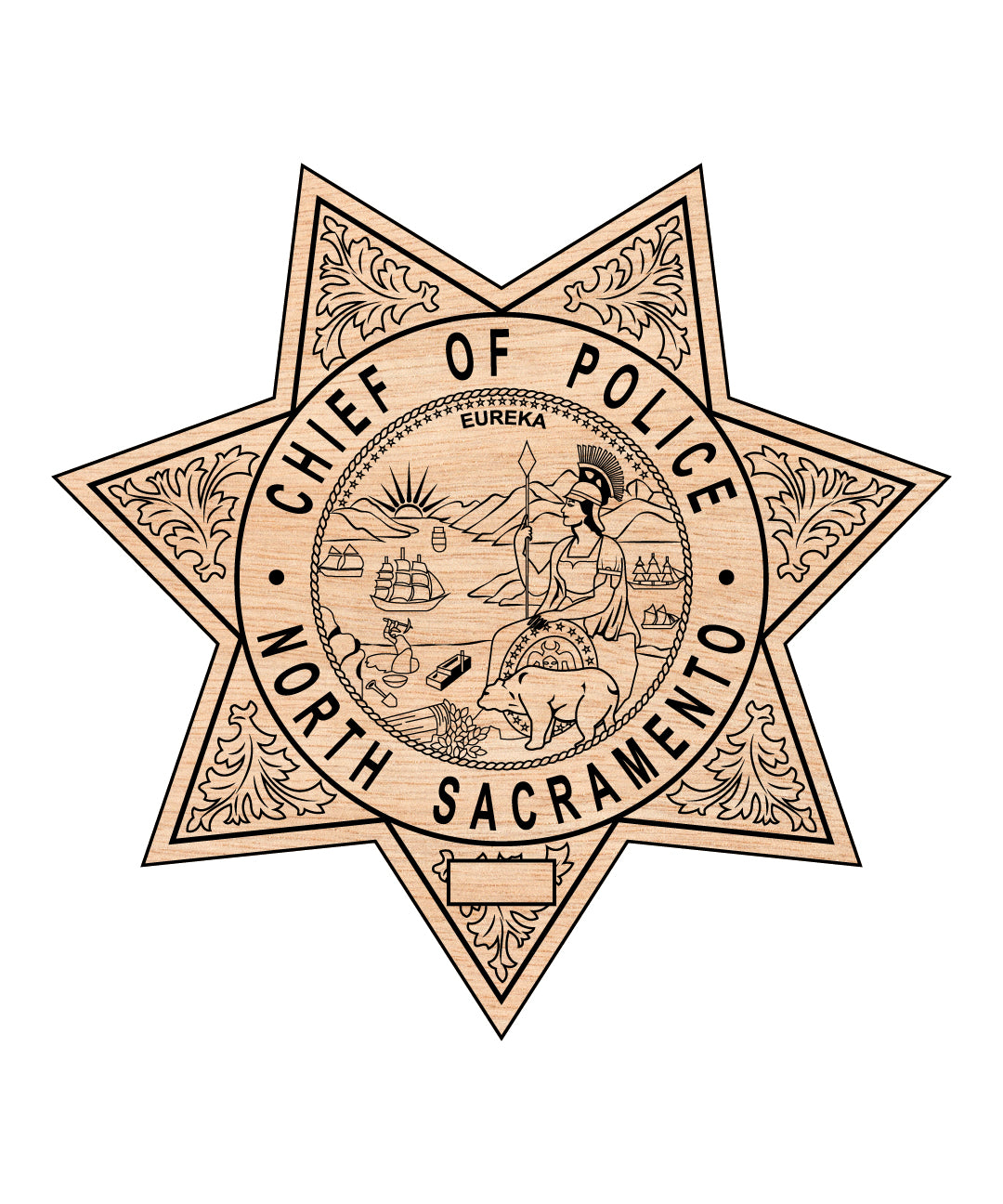 North Sacramento Police Chief Badge SVG, California Police Badge Vector, North Sacramento Police Chief Badge, Law Enforcement Badge SVG, Police Department Badge Vector