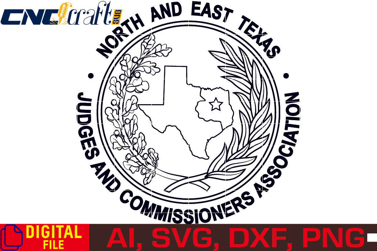 North and East Texas Judges and Commissioners Association vector file for Laser Engraving, Woodworking, CNC Router, vinyl, plasma, Xcarve, Vcarve, Cricut, Ezecad etc.