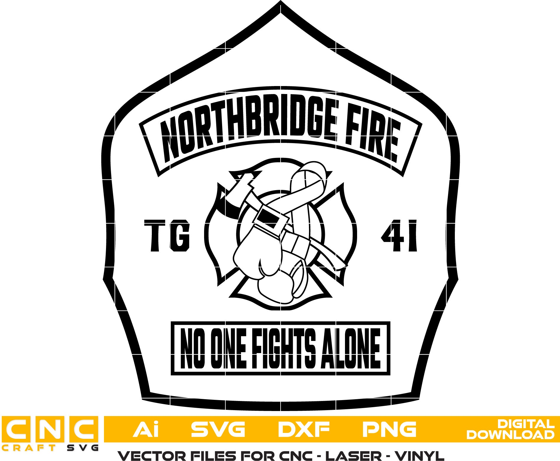 Northbridge Fire Dept Badge Vector art Svg, Dxf, Jpg, Png and Ai files For laser engraving, woodworking, acrylic painting, and all printing machines.