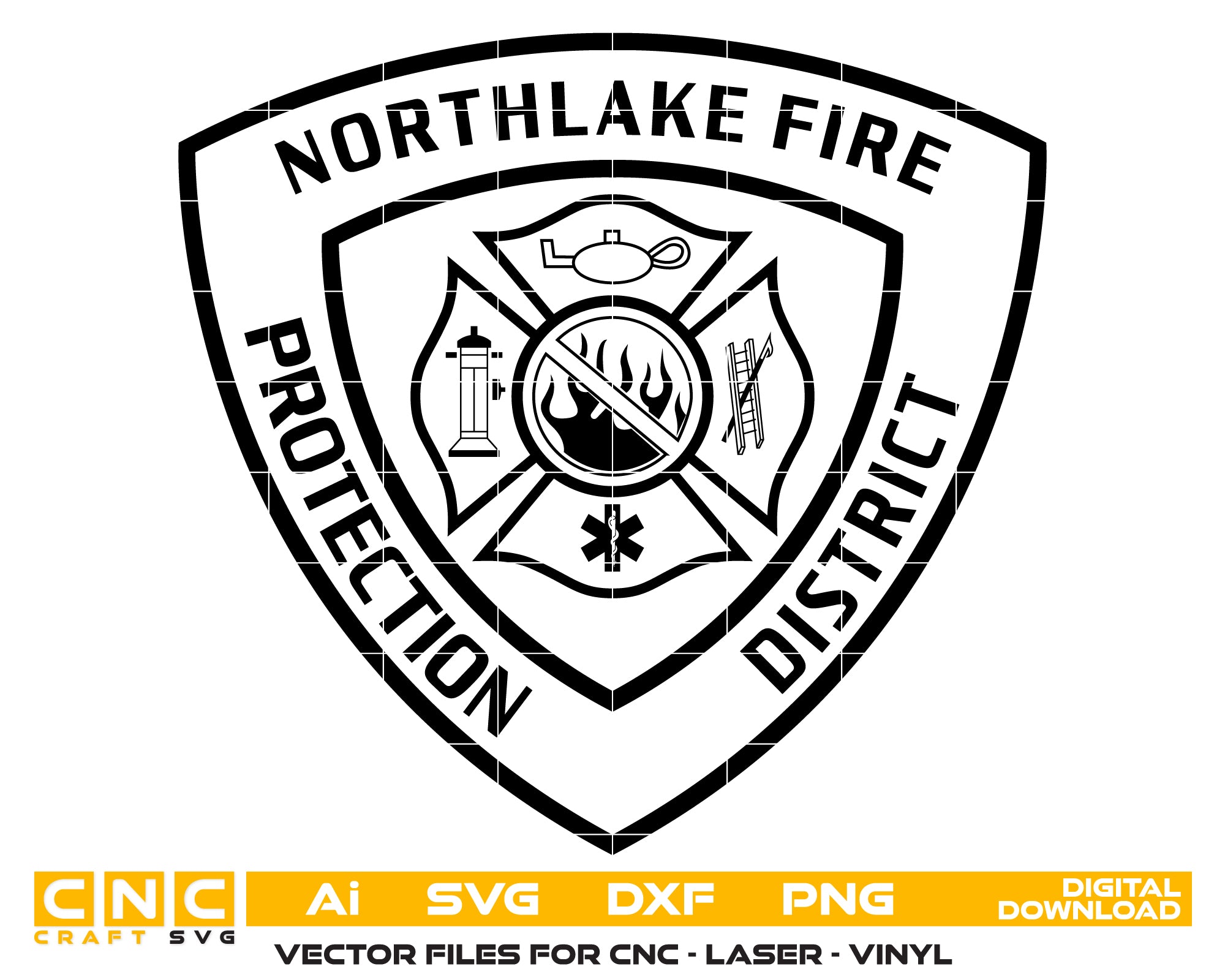Northlake Fire Protection District Badge SVG | Firefighter Vector for CNC, Laser & Vinyl Crafts