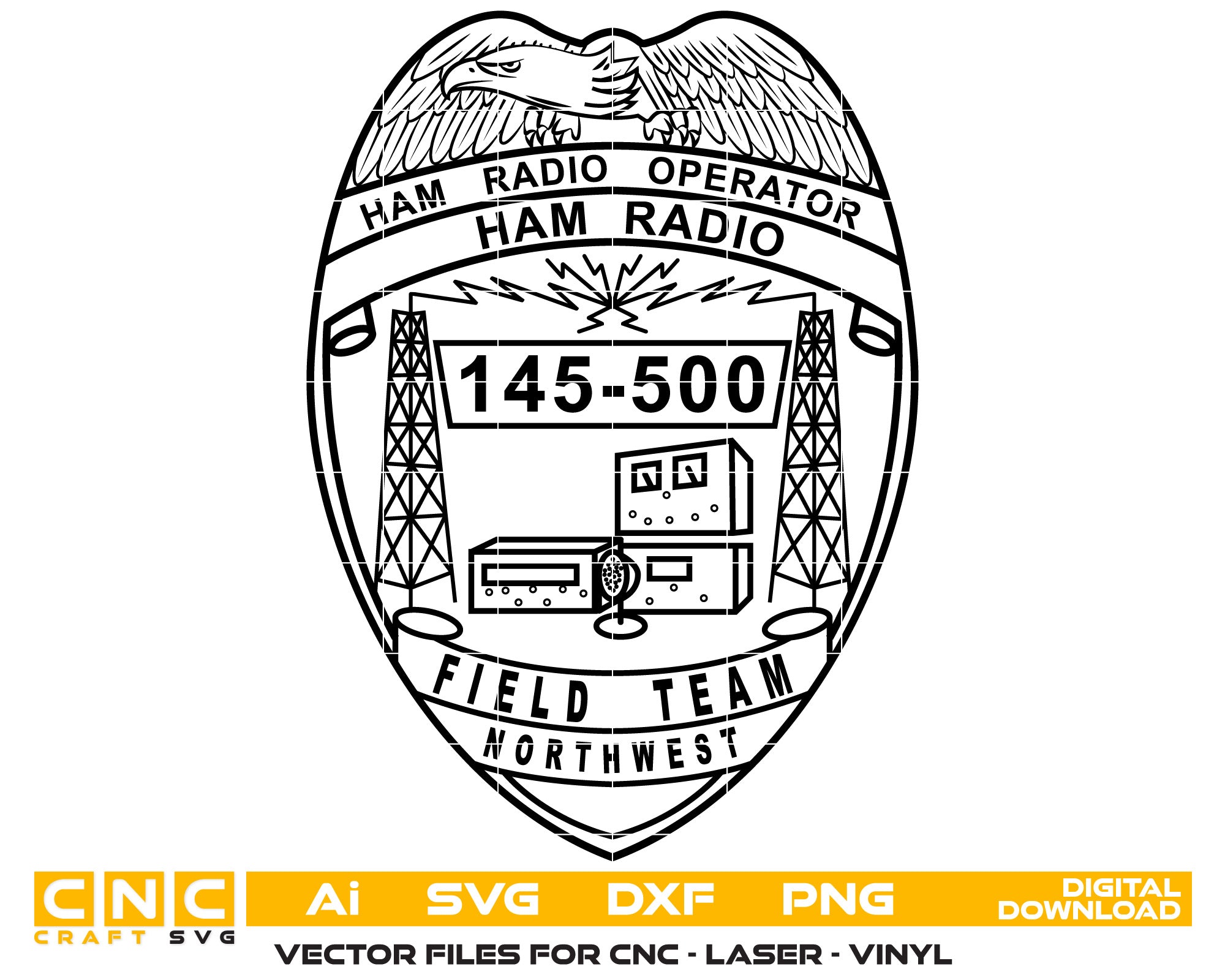 Northwest Ham Radio Operator Badge Vector Art, Ai,SVG, DXF, PNG, Digital Files