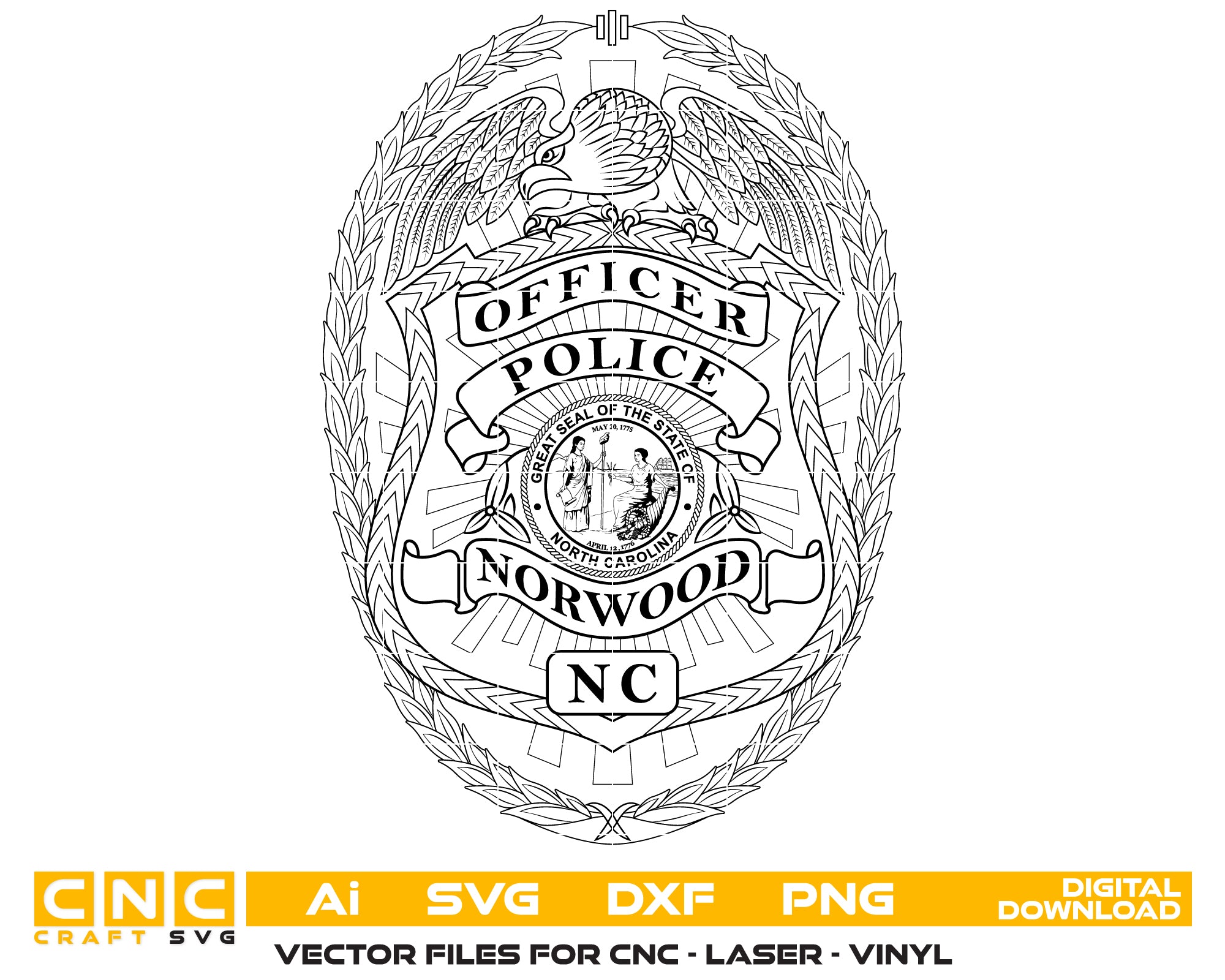 Norwood Police Badge SVG, North Carolina Police Badge Vector, Norwood NC Badge Design, Law Enforcement Badge SVG, Police Officer Badge Vector, Norwood Sheriff SVG