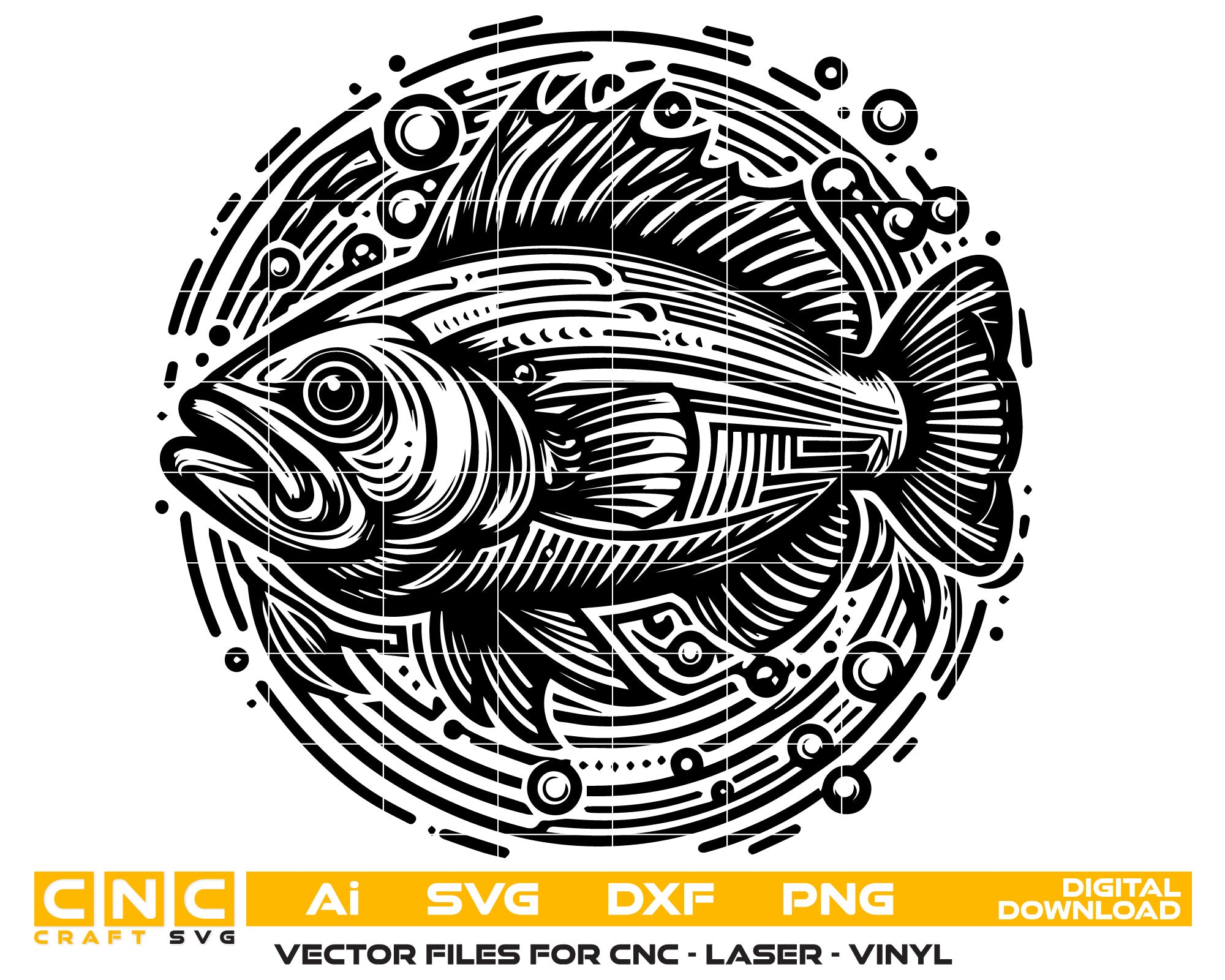 O Fish Line Art Svg