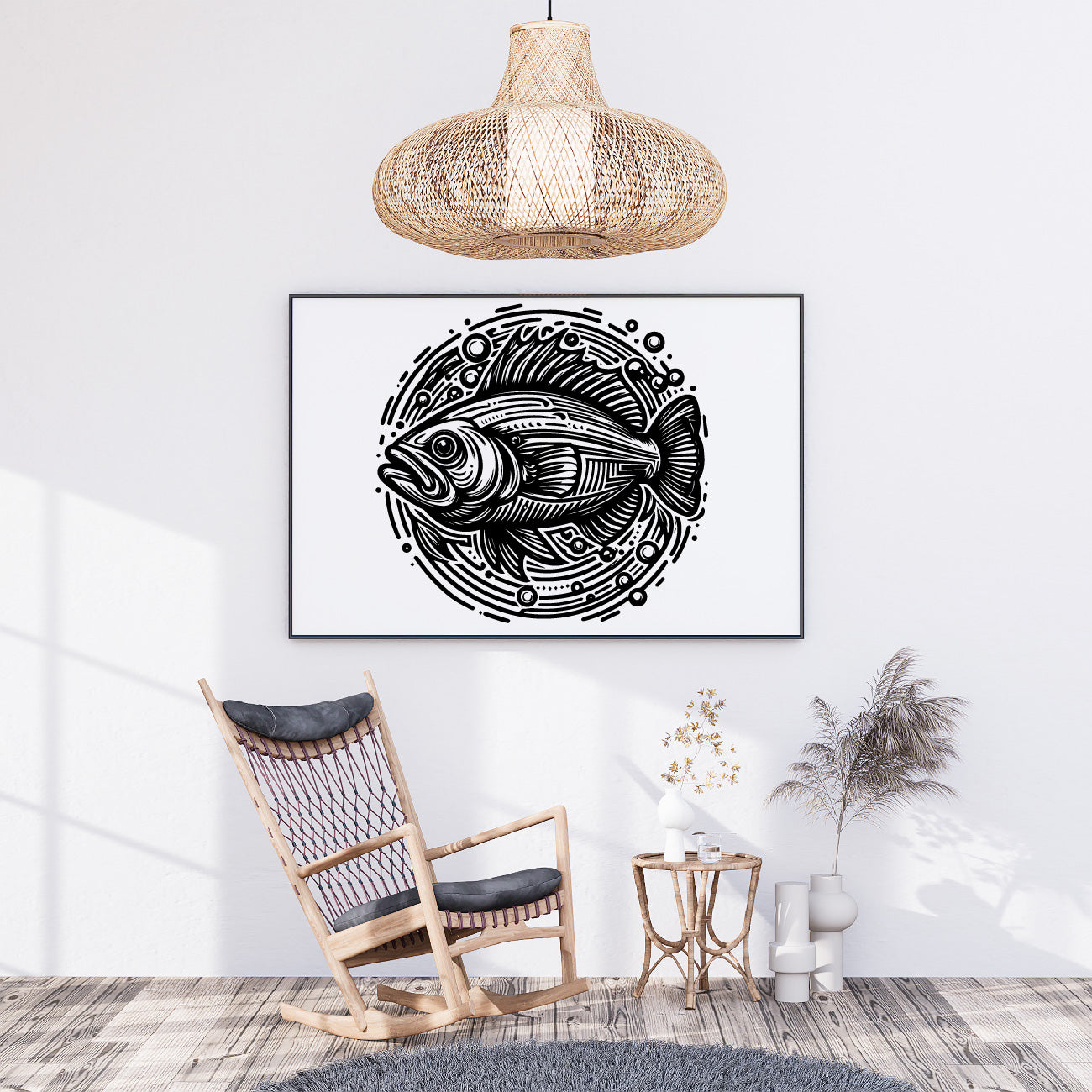 O Fish Line Art Svg