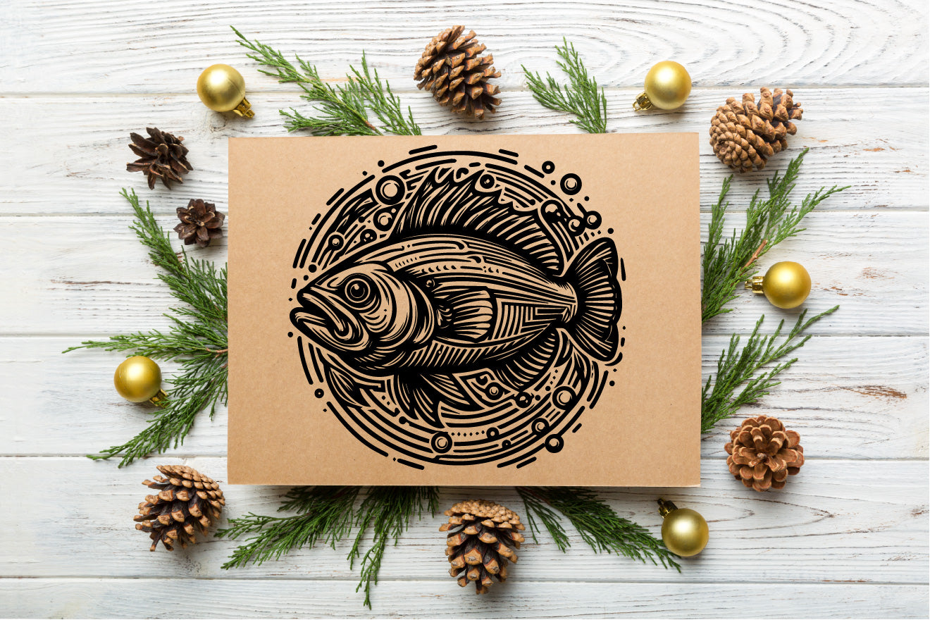 O Fish Line Art Svg