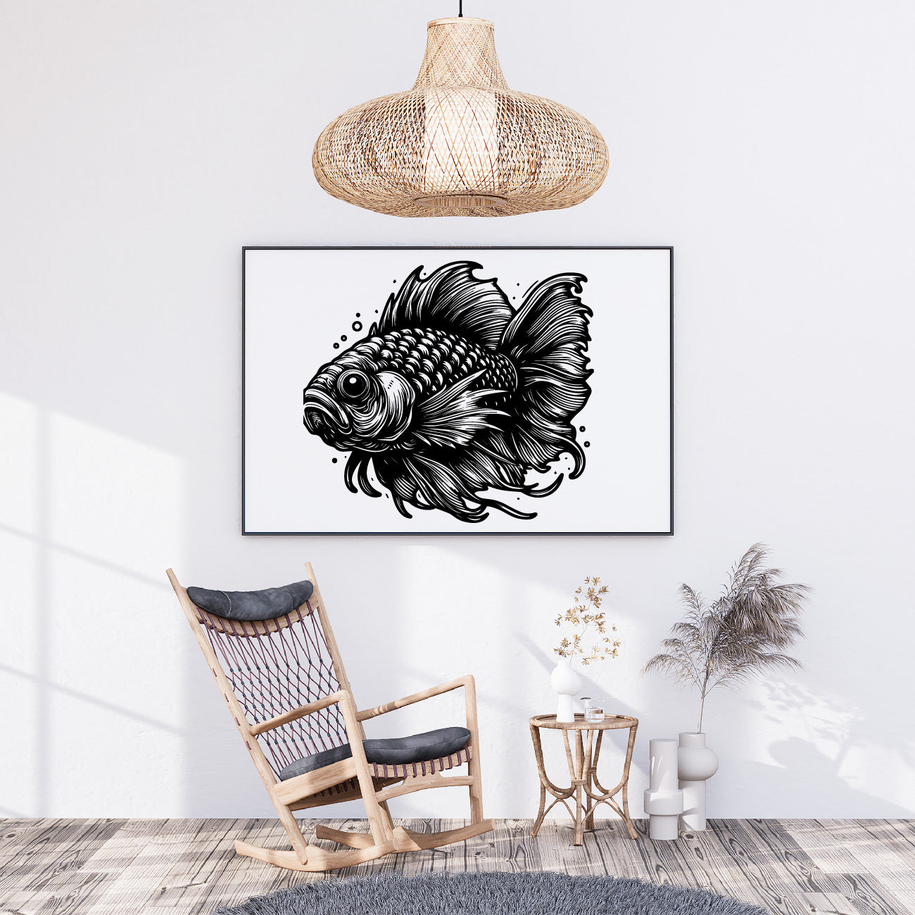 O Fish Line Art Vector