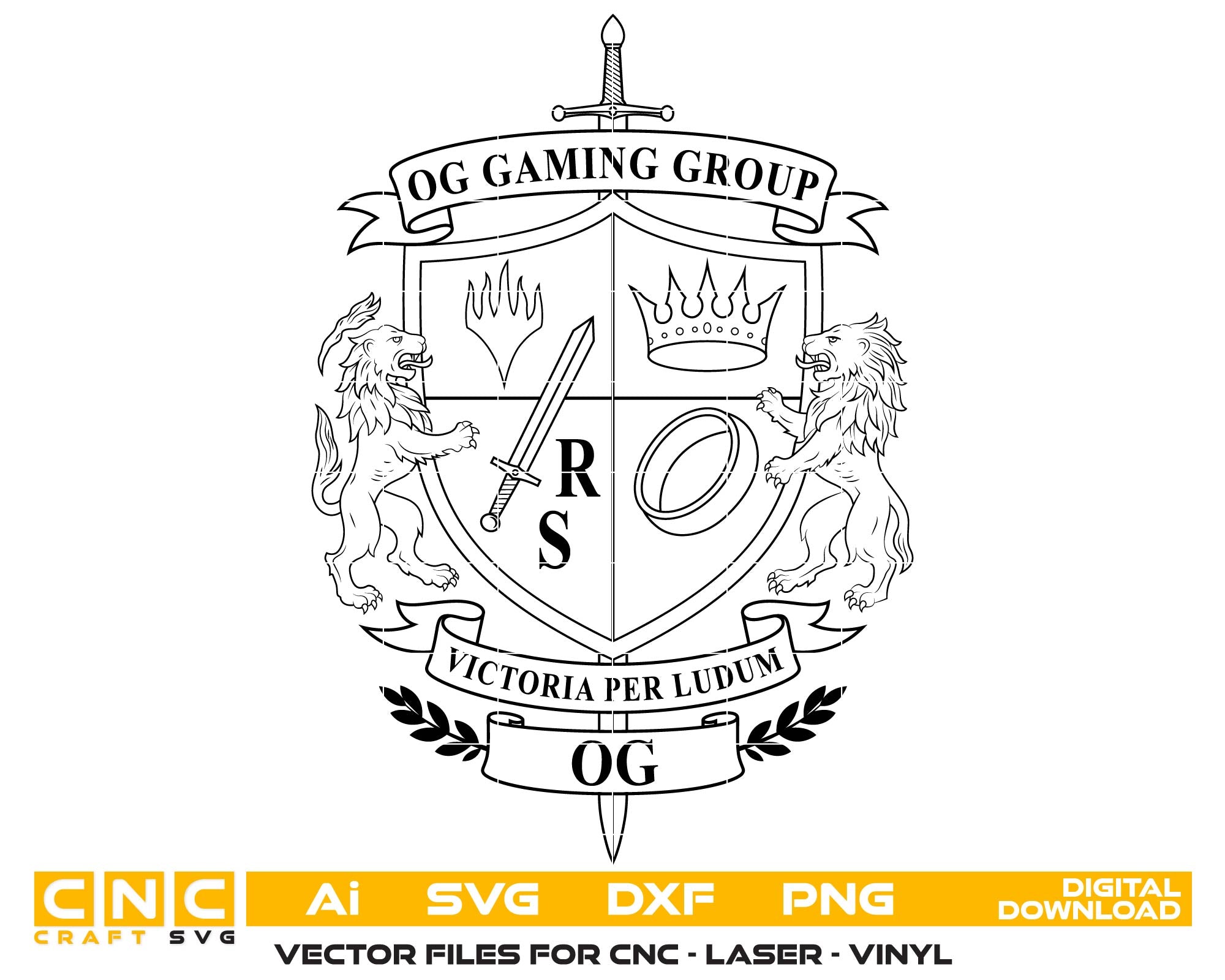 OG Gaming Group Crest Logo SVG, OG Esports Team Emblem, Gaming Logo Vector Design, OG Gaming Badge SVG, Esports Crest Logo Design