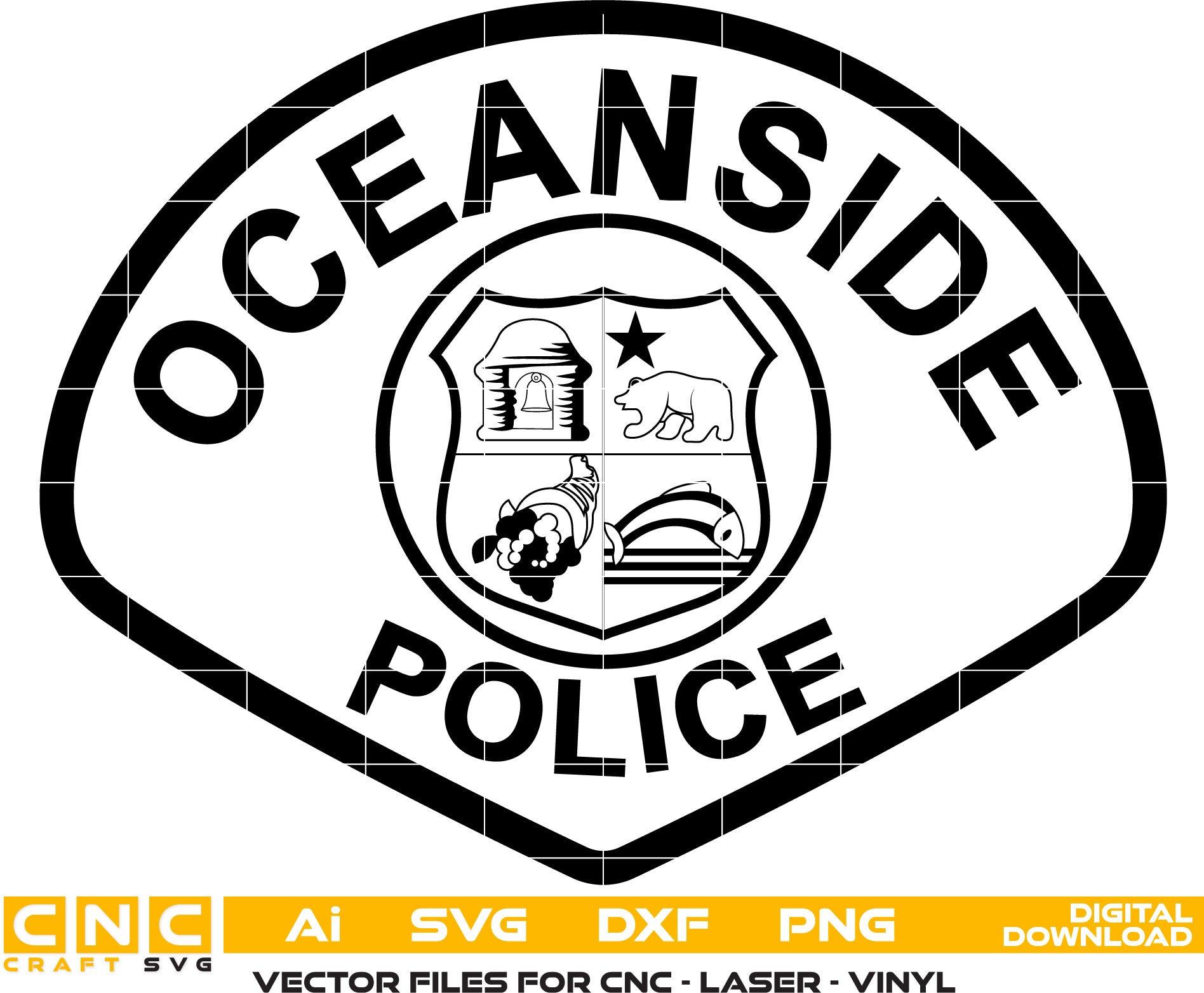 Oceanside Police Badge Vector art Digital file