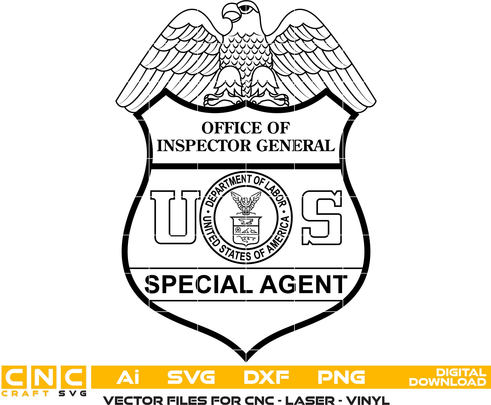 Office of Inspector General Special Agent of America Badge Vector art Svg, Dxf, Jpg, Png, and Ai files For laser engraving, woodworking, acrylic painting, and all printing machines.