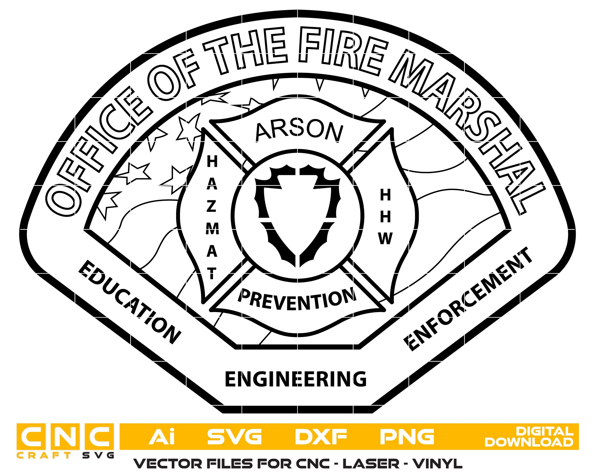 Office of the Fire Marshal Badge Vector Art, Ai,SVG, DXF, PNG, Digital Files