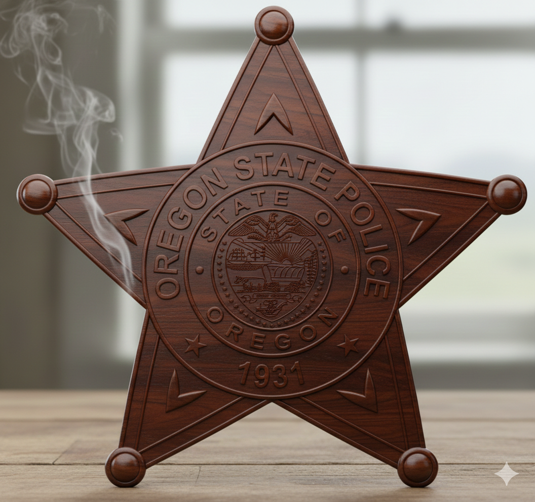 Oregon State Police Badge SVG

OSP Star Badge Vector Design

Oregon Trooper Badge 1931

Law Enforcement Star Emblem

Oregon State Police Logo CNC File