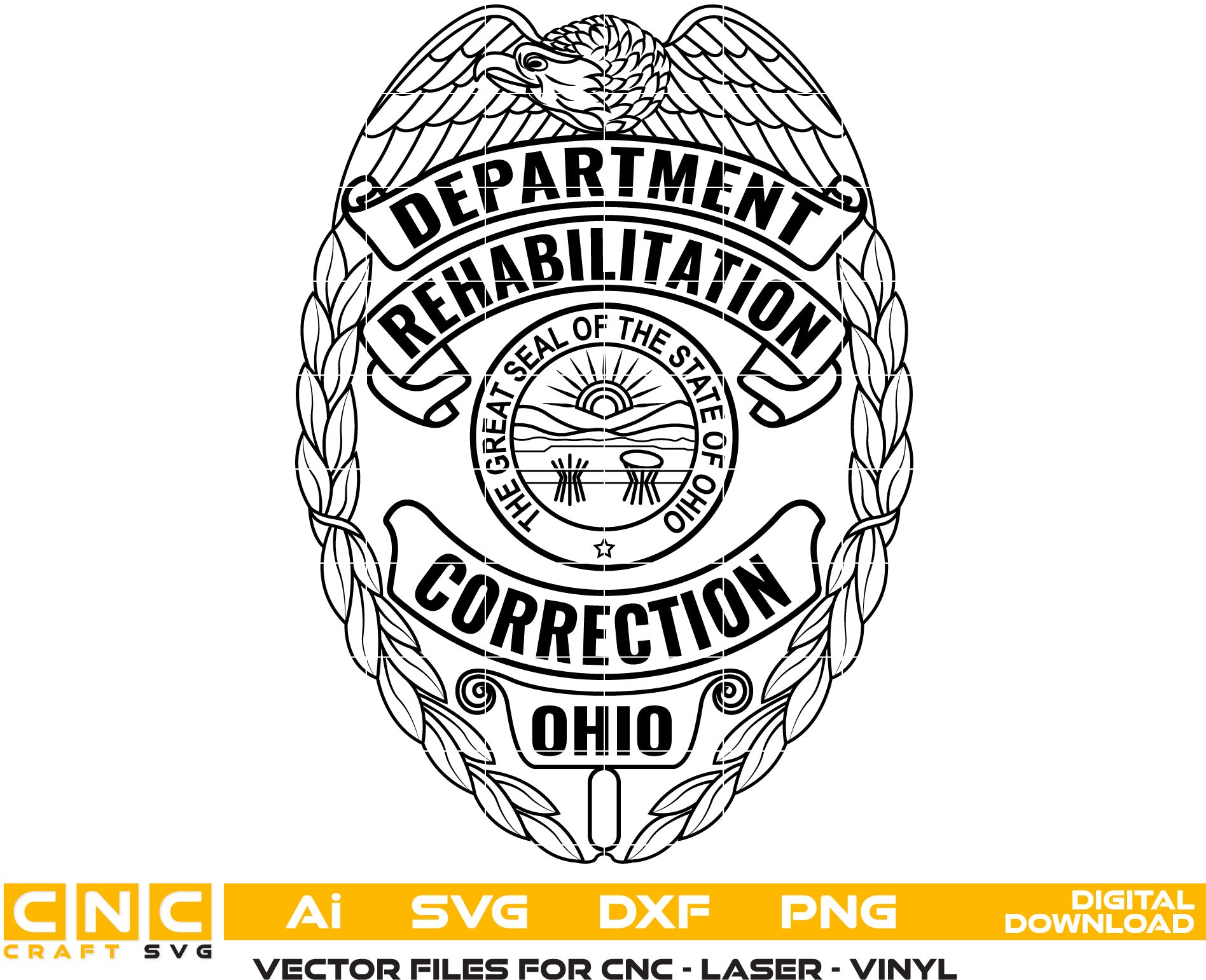 Ohio Correction Rehabilitation Badge, Ohio Correction Badge, Ohio Correction vector art, Digital File