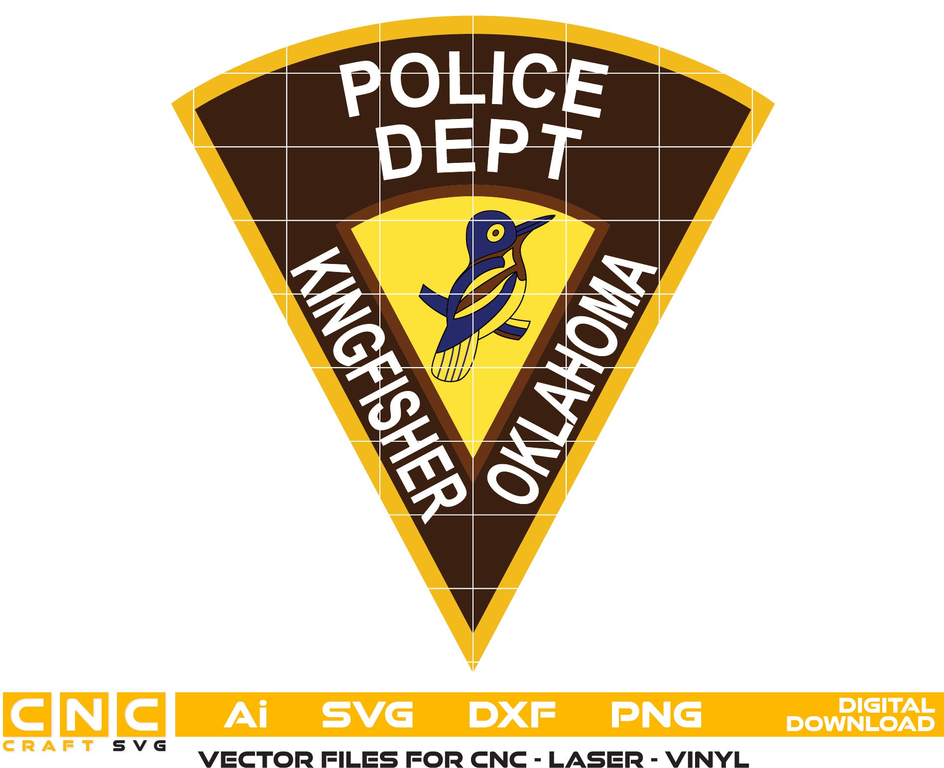 Oklahoma Kingfisher Police Badge vector file for Printing, Laser Engraving, Woodworking, CNC Router, Cricut, Ezecad etc.