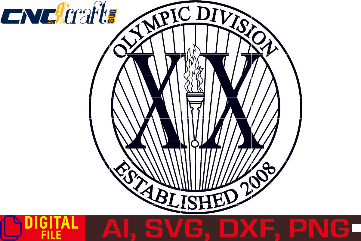 Olympic Division Seal vector file for Laser Engraving, Woodworking, CNC Router, vinyl, plasma, Xcarve, Vcarve, Cricut, Ezecad etc.