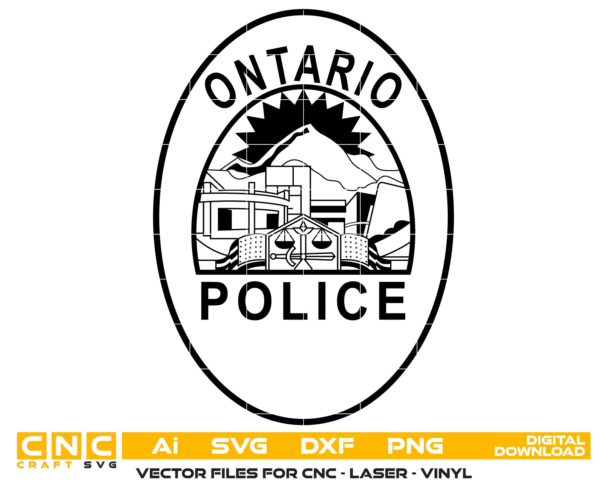 Ontario Police Badge SVG | Canadian Law Enforcement Vector for CNC, Laser & Vinyl