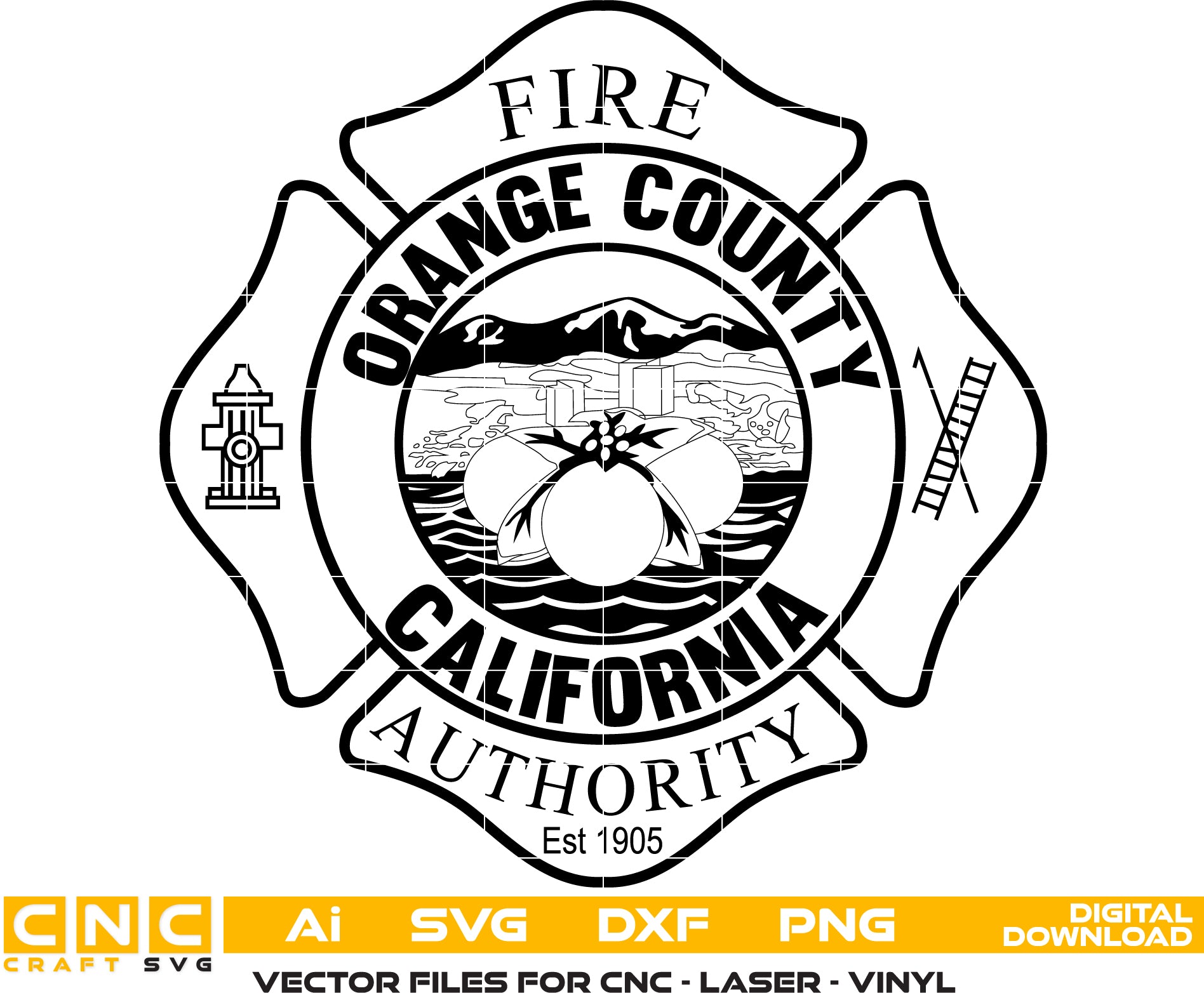 Orange County Fire Dept. Badge Vector art Digital file