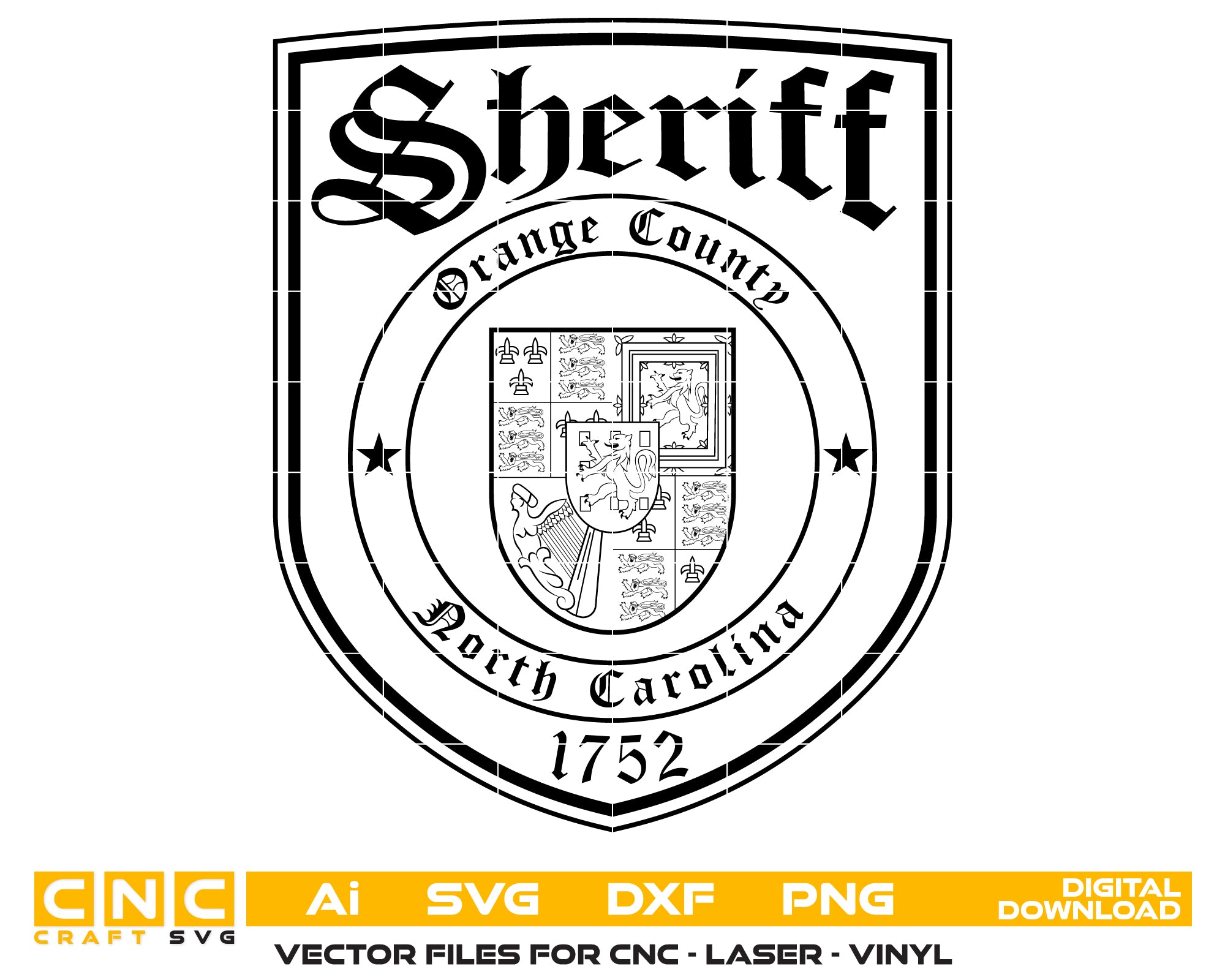 Orange County Sheriff Badge SVG, North Carolina Sheriff Vector, Orange County NC Police Badge, Law Enforcement SVG, Sheriff Emblem Vector, NC Badge Design