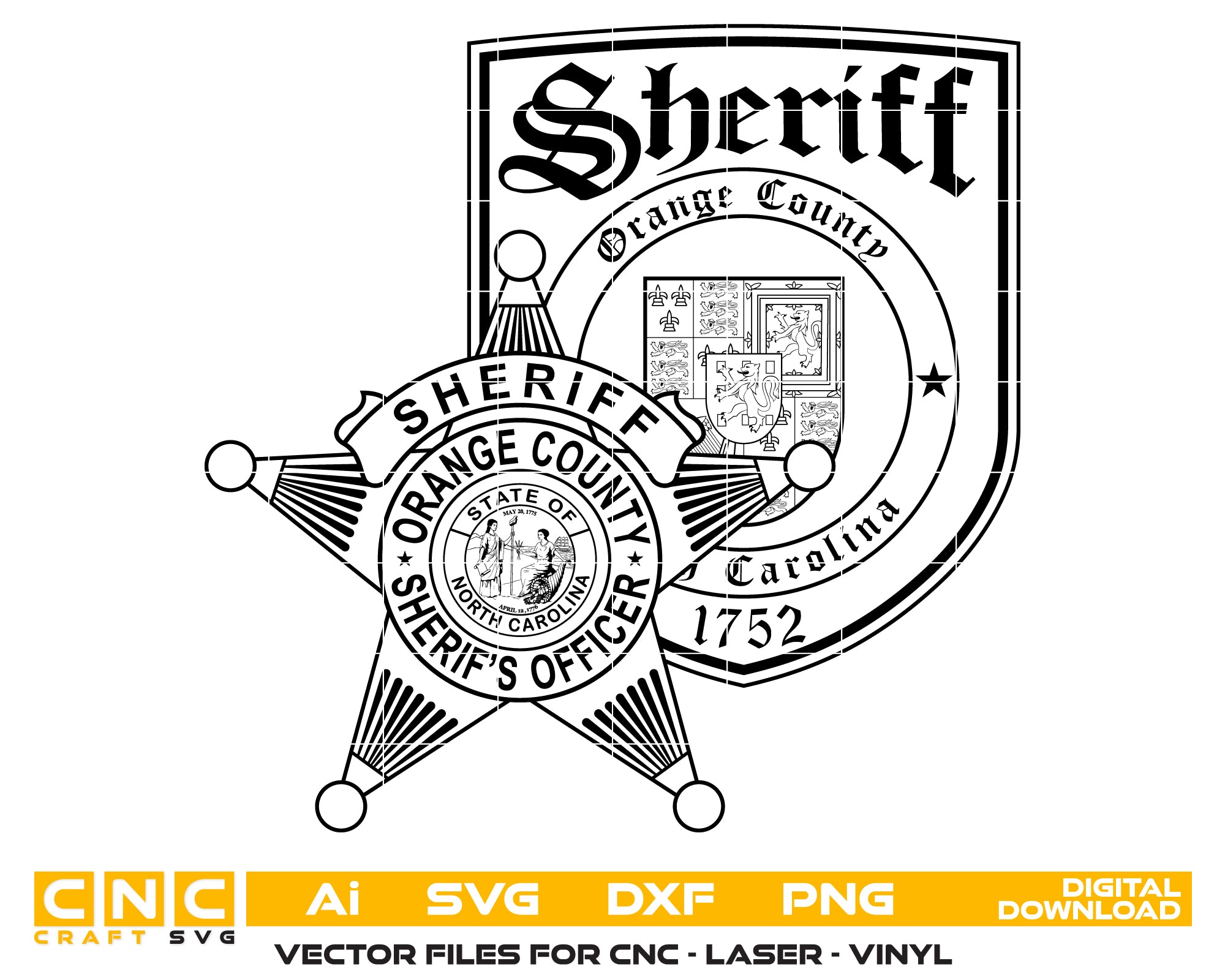 Orange County Sheriff’s Office Badge SVG, North Carolina Sheriff Badge Vector, Orange County NC Police SVG, Law Enforcement Badge Design, Sheriff Emblem SVG, NC Sheriff Logo